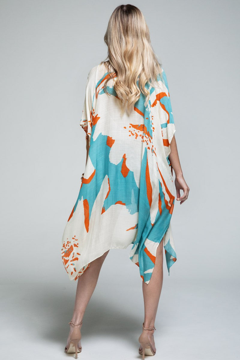 Ocean Bloom Kimono Wrap Aquamarine