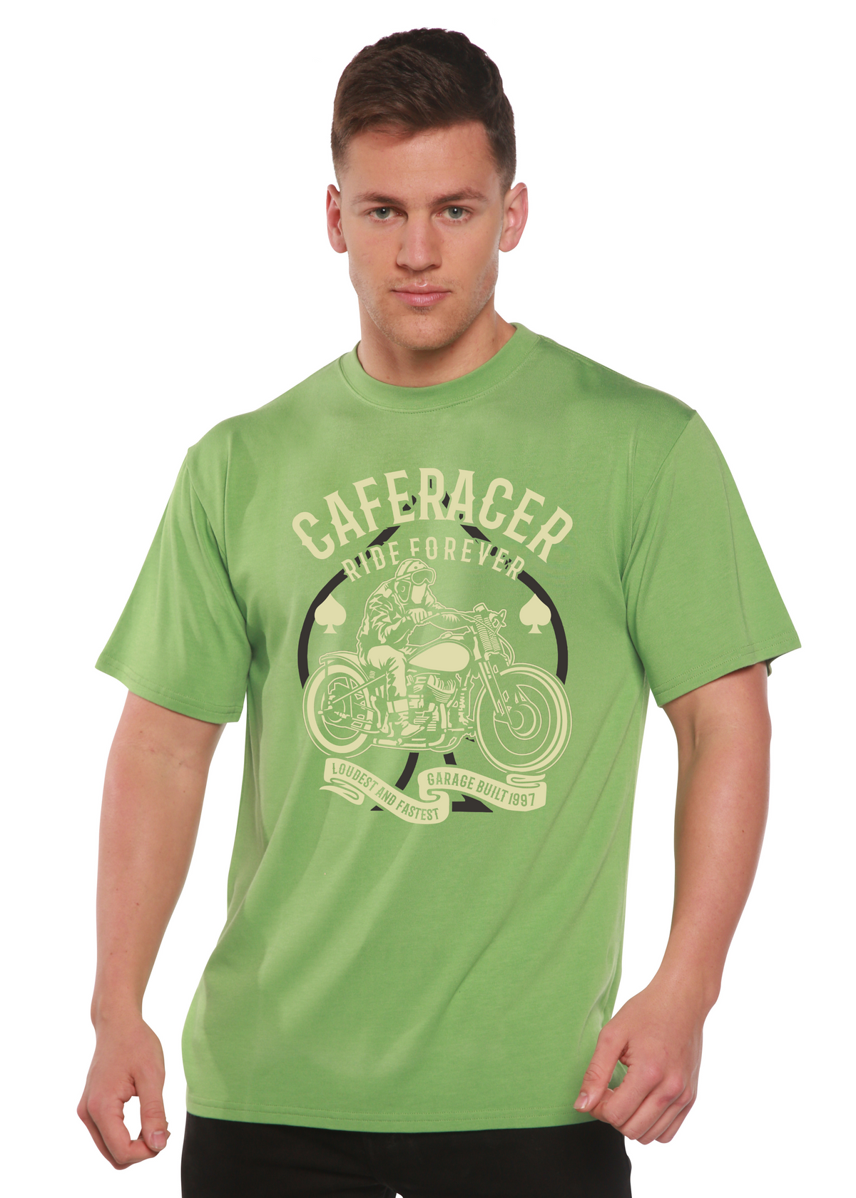 Caferacer Ride Forever Men's Bamboo Viscose/Organic Cotton Short Sleeve Graphic T-Shirt