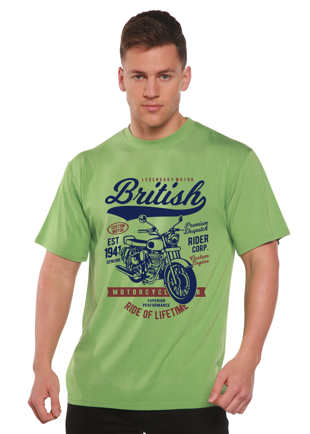 British Motorcycle Men's Bamboo Viscose/Organic Cotton Short Sleeve Graphic T-Shirt