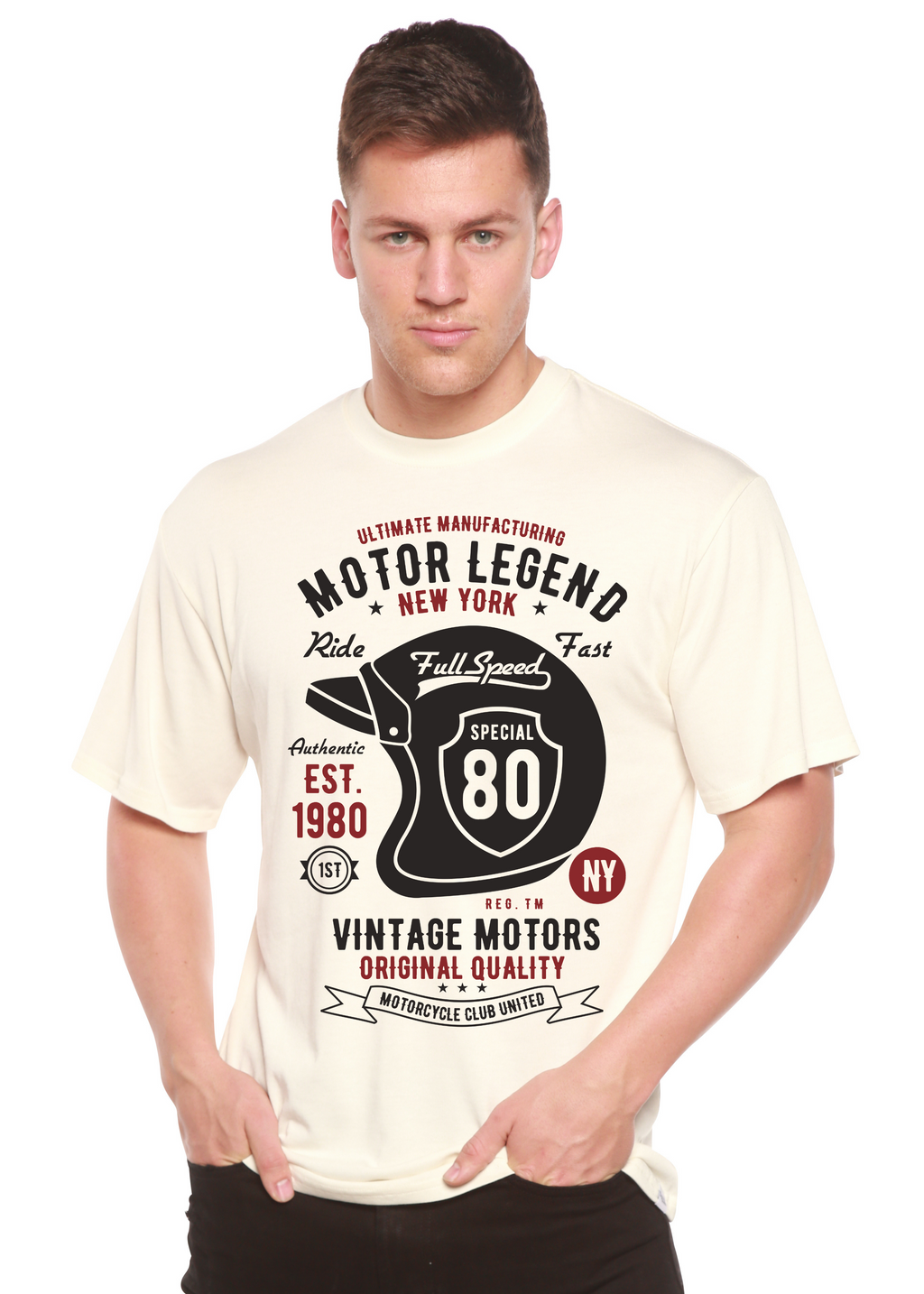 Motor Legend Helmet Men's Bamboo Viscose/Organic Cotton Short Sleeve Graphic T-Shirt