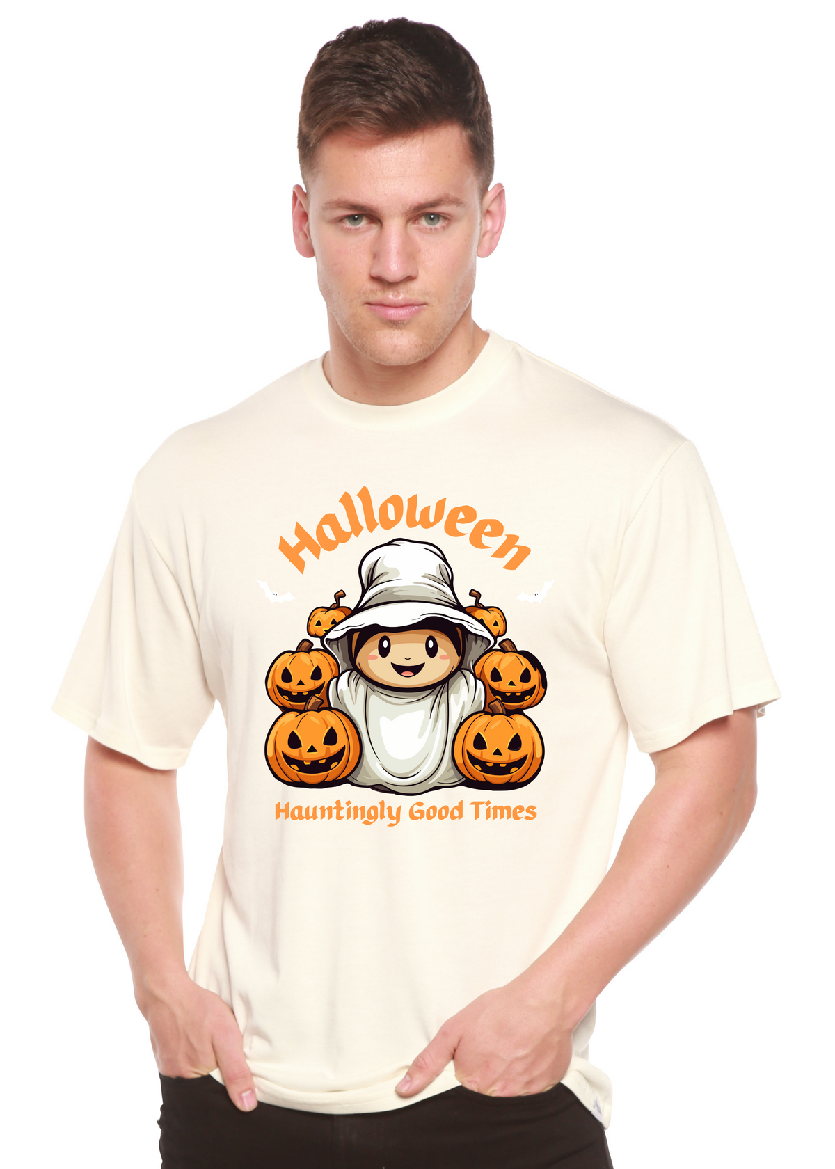Halloween Hauntingly Good Times Day Men's Bamboo Viscose/Organic Cotton Short Sleeve Graphic T-Shirt