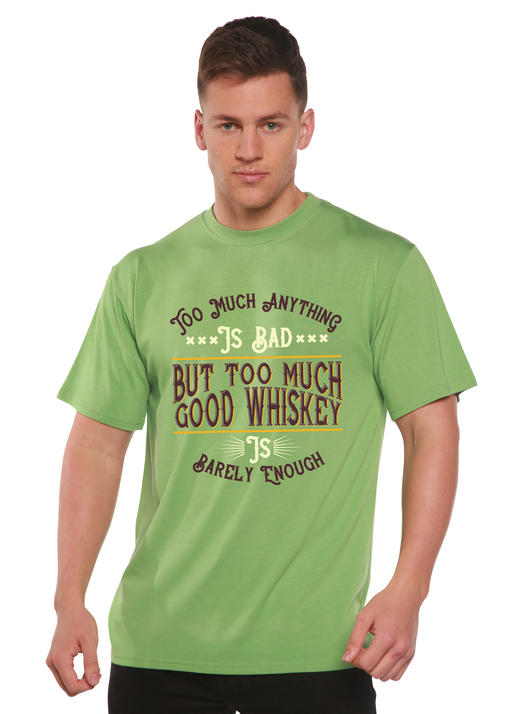 But Too Much Good Whiskey Men's Bamboo Viscose/Organic Cotton Short Sleeve Graphic T-Shirt
