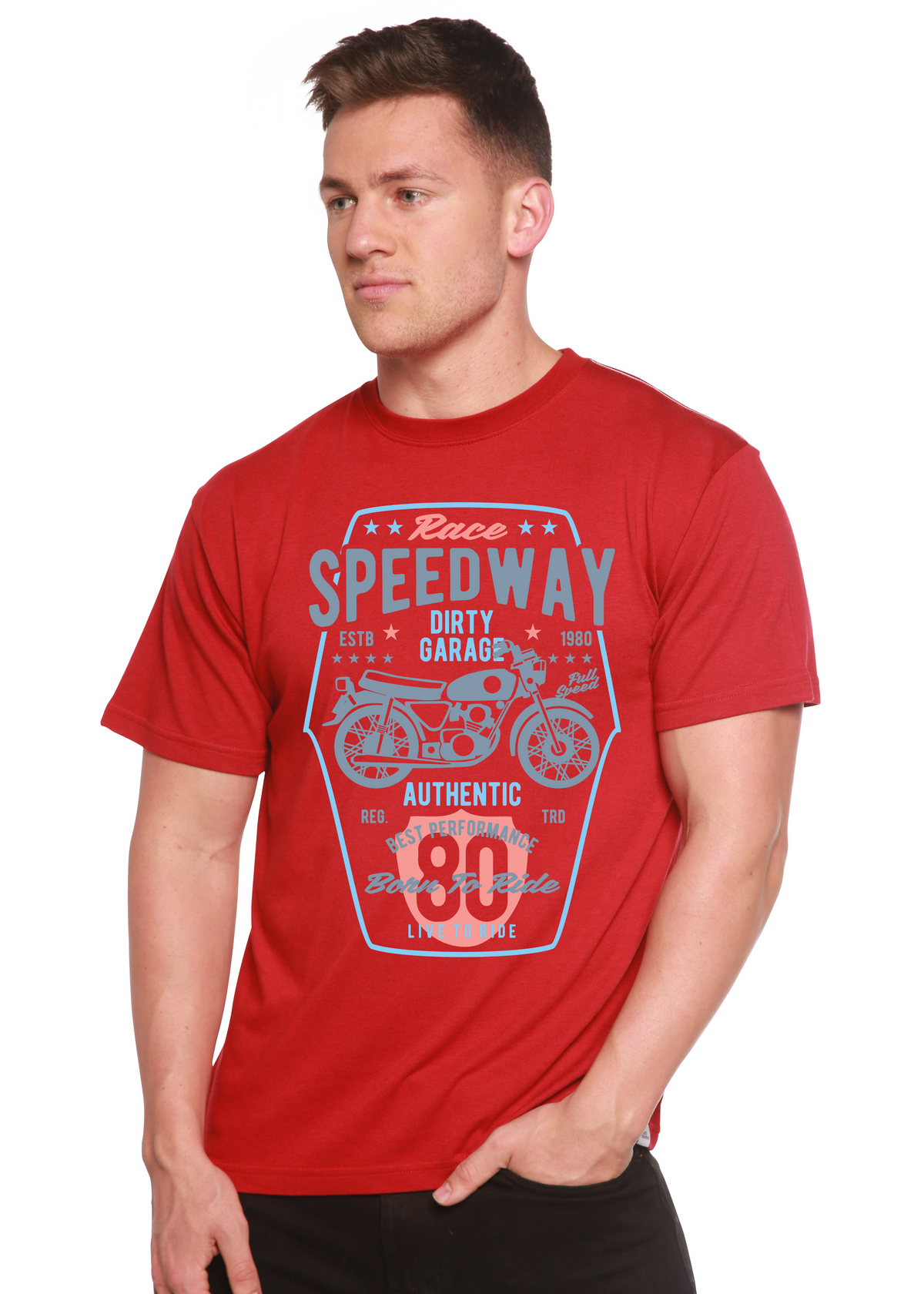 Speedway Motorcycle Spun Bamboo® Men's Bamboo Viscose/Organic Cotton Short Sleeve Graphic T-Shirt