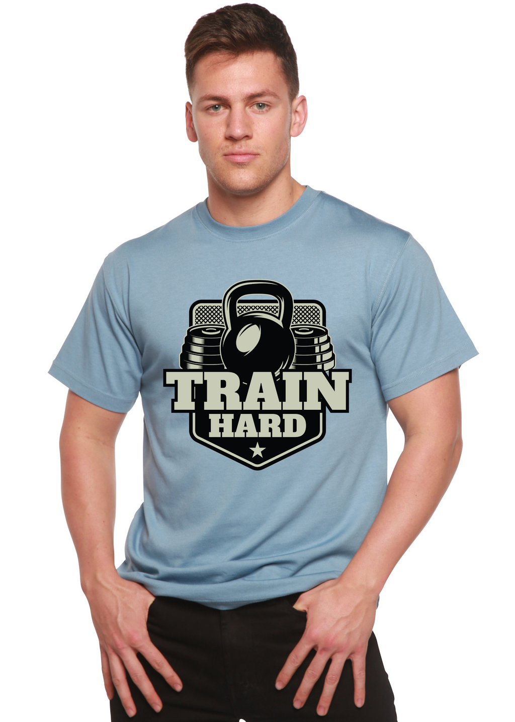 Train Hard Men's Bamboo Viscose/Organic Cotton Short Sleeve Graphic T-Shirt