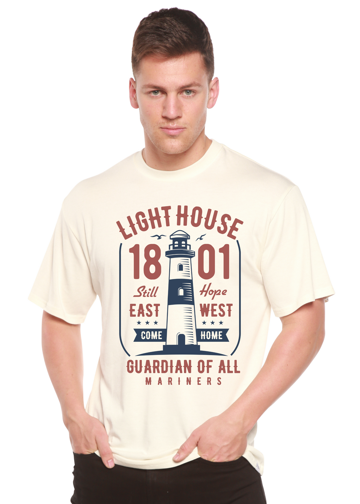 Light House Men's Bamboo Viscose/Organic Cotton Short Sleeve Graphic T-Shirt