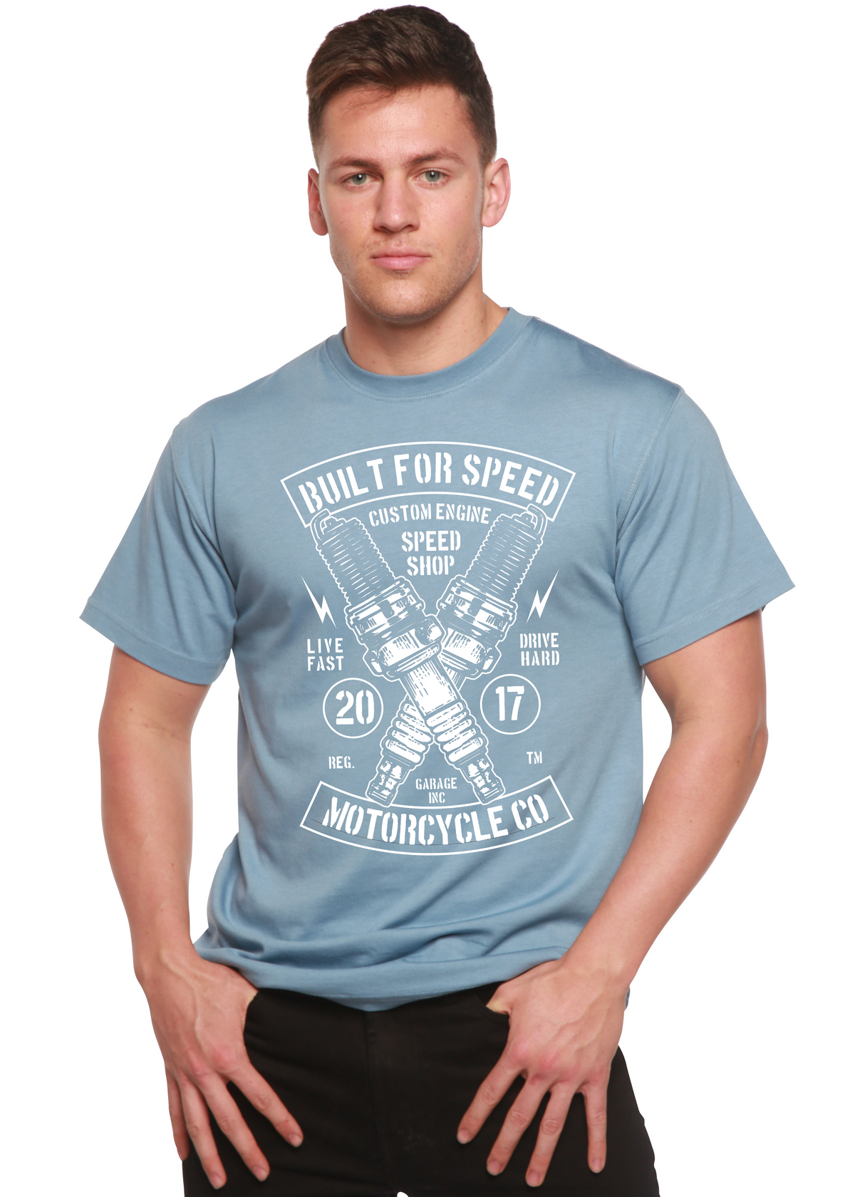 Built For Speed Men's Bamboo Viscose/Organic Cotton Short Sleeve Graphic T-Shirt