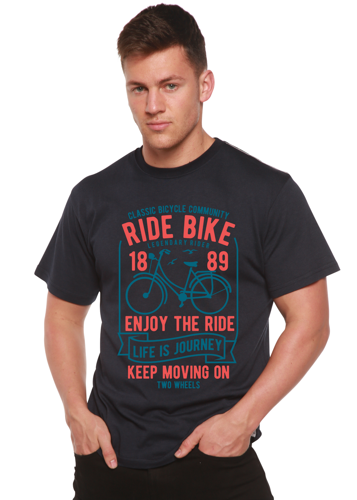 Ride Bike Spun Bamboo® Men's Bamboo Viscose/Organic Cotton Short Sleeve Graphic T-Shirt
