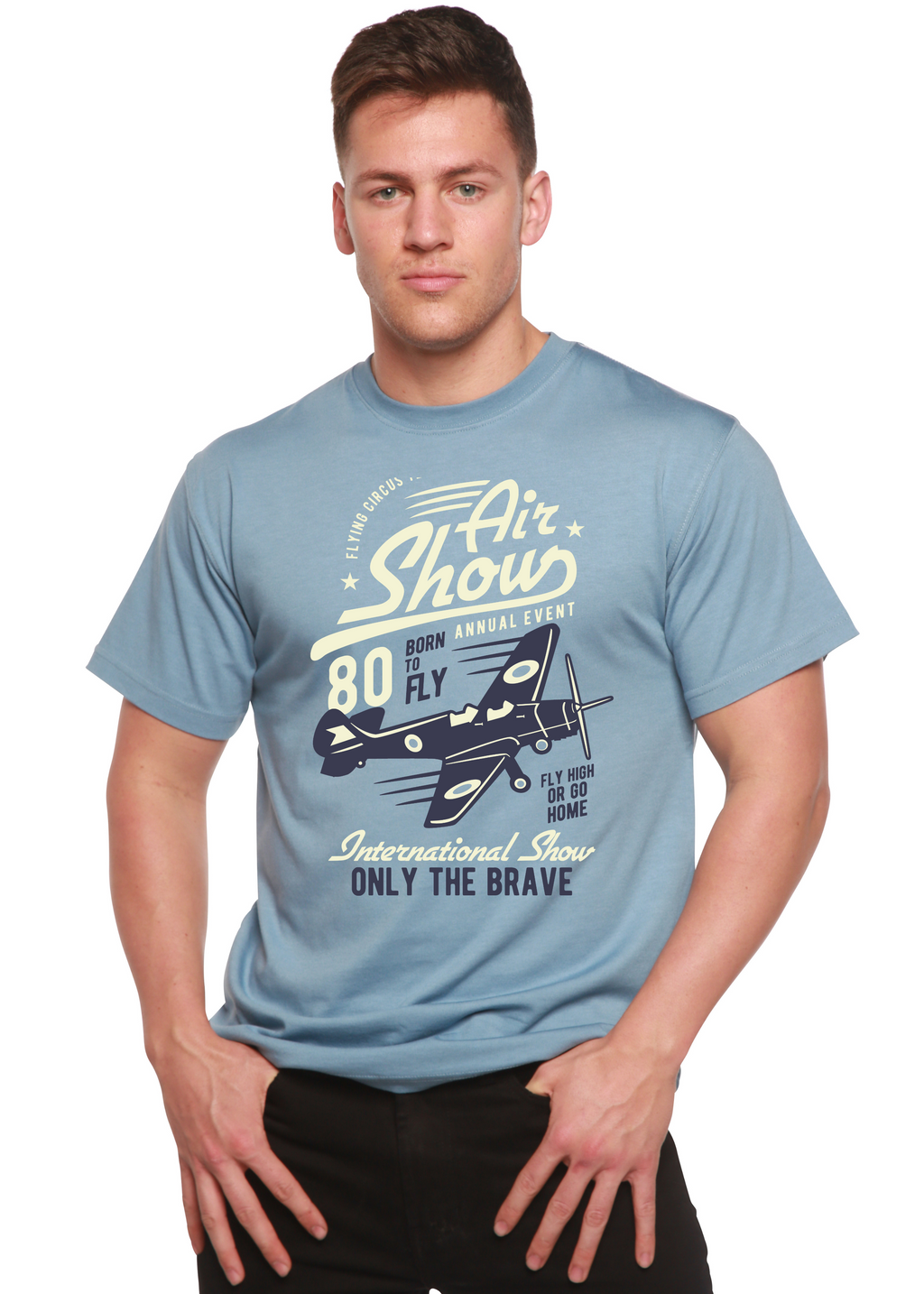 Air Show Men's Bamboo Viscose/Organic Cotton Short Sleeve Graphic T-Shirt