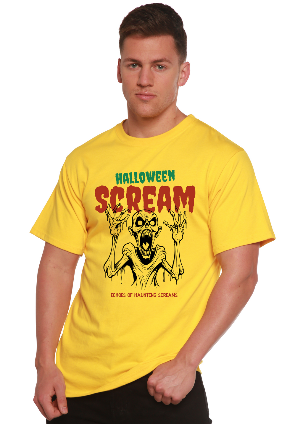 Halloween Scream Men's Bamboo Viscose/Organic Cotton Short Sleeve Graphic T-Shirt