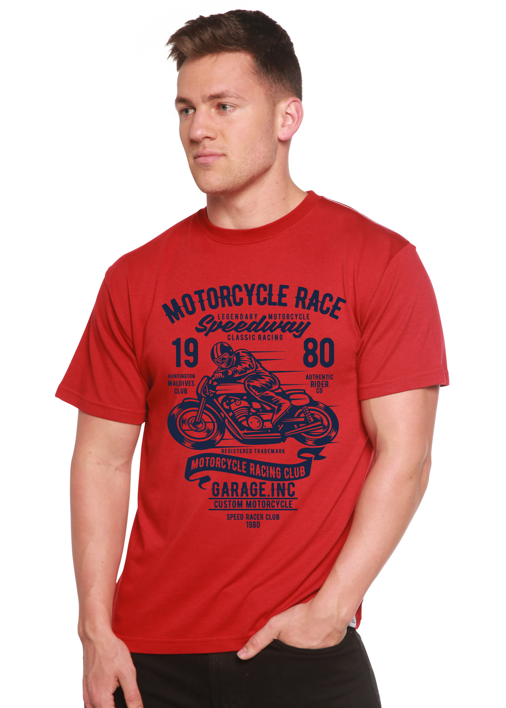 Motorcycles Race Men's Bamboo Viscose/Organic Cotton Short Sleeve Graphic T-Shirt