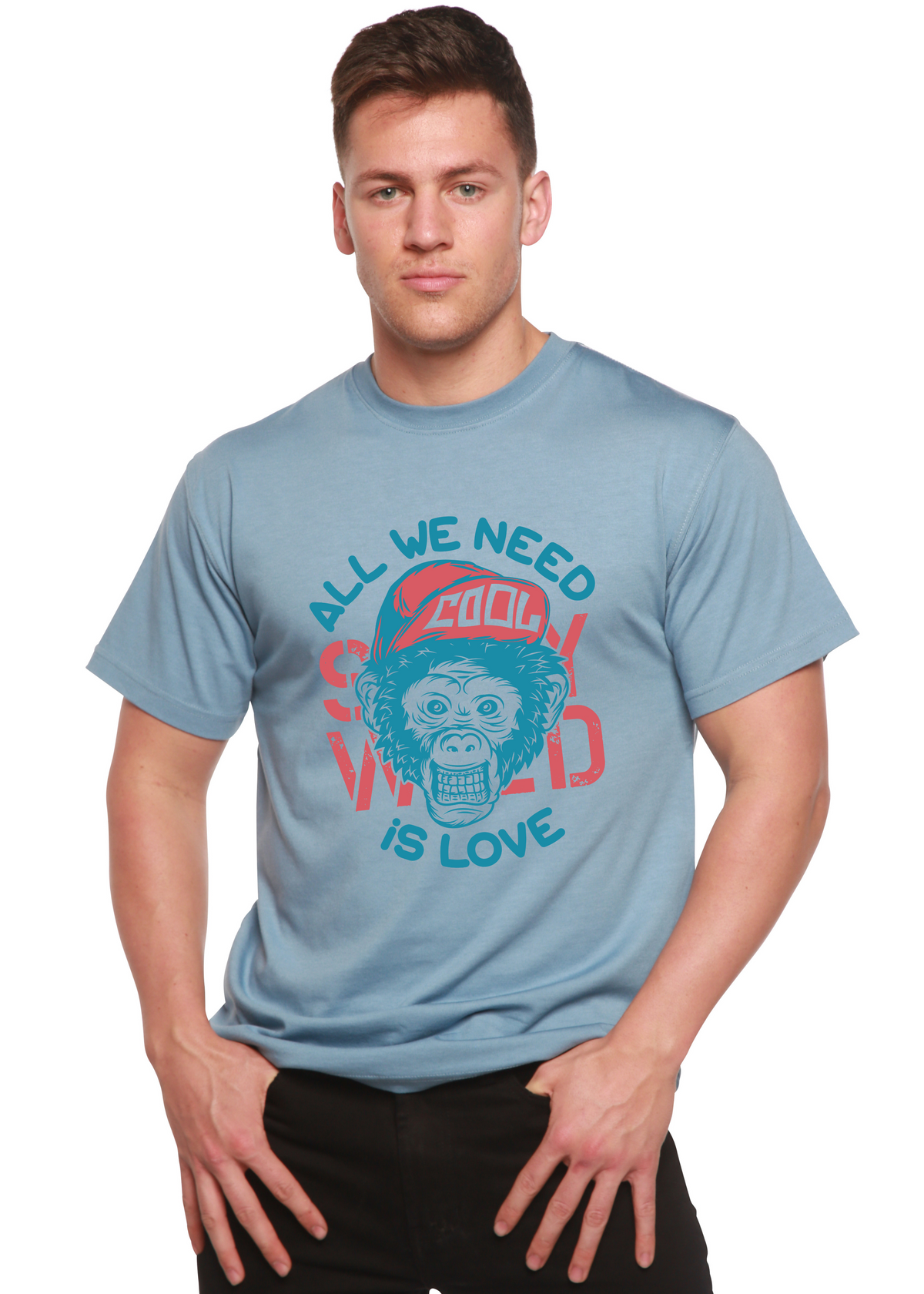 All We Need is Love Men's Bamboo Viscose/Organic Cotton Short Sleeve Graphic T-Shirt