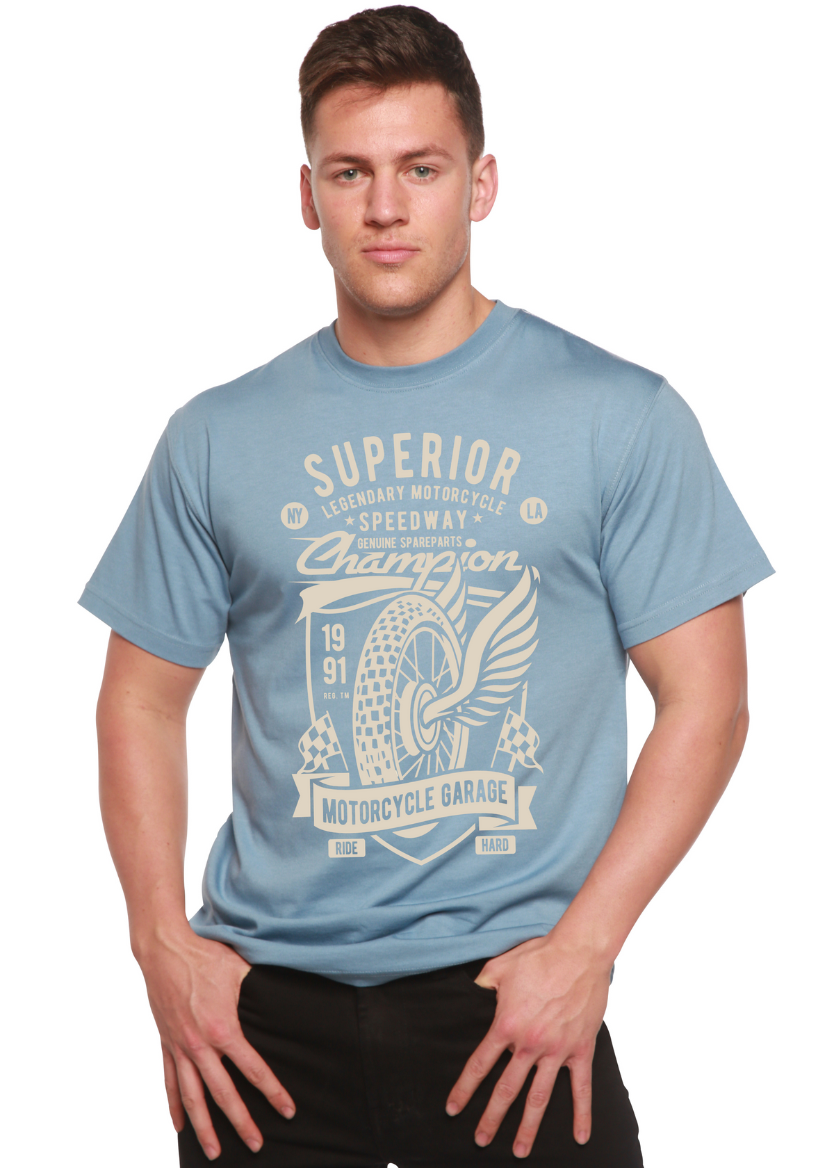 Superior Motorcycle Spun Bamboo® Men's Bamboo Viscose/Organic Cotton Short Sleeve Graphic T-Shirt