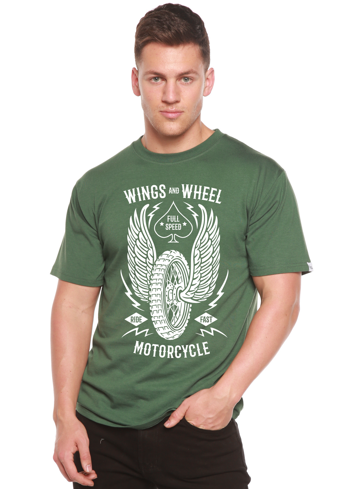 Wings And Wheel Spun Bamboo® Men's Bamboo Viscose/Organic Cotton Short Sleeve Graphic T-Shirt