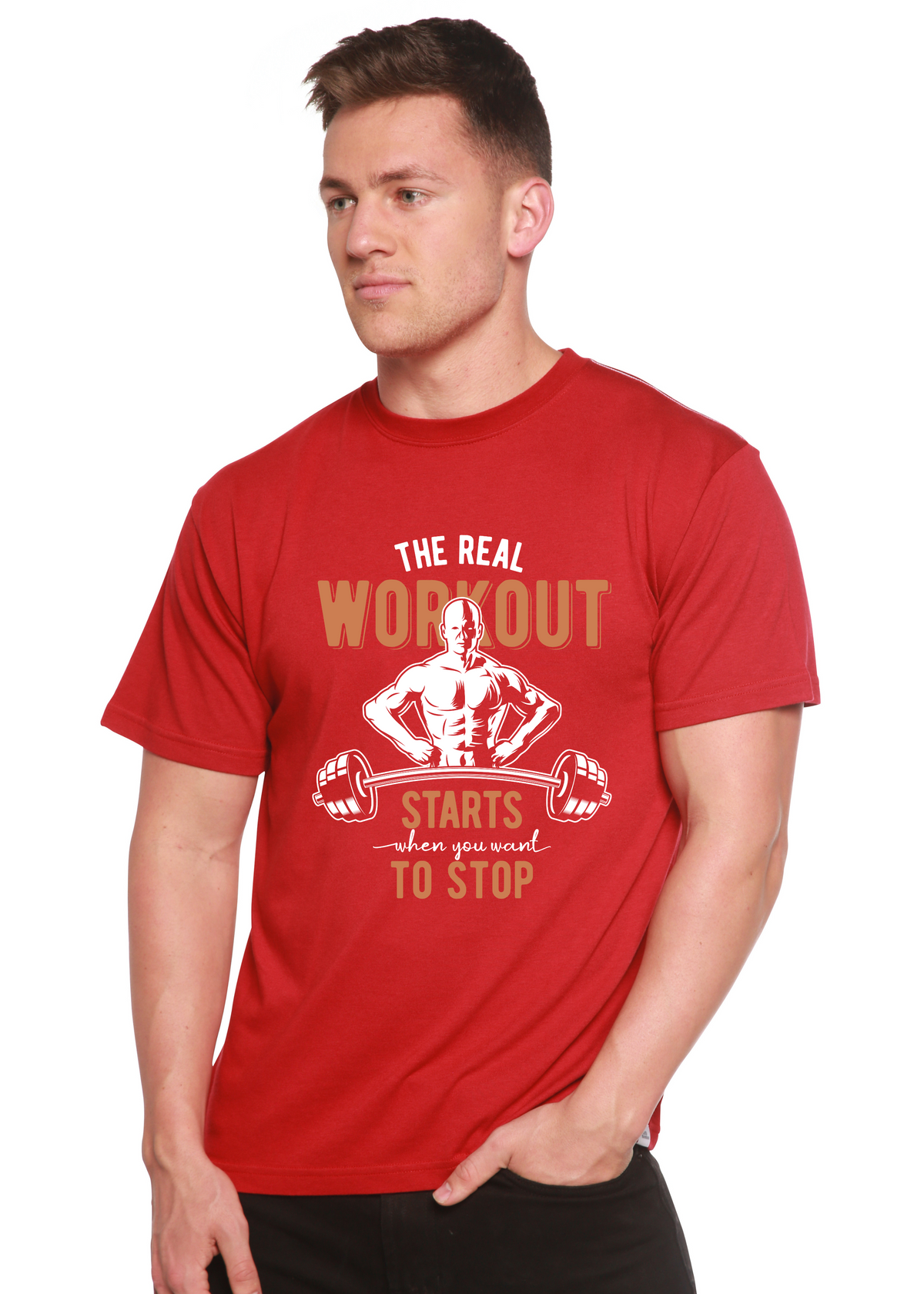The Real Workout Men's Bamboo Viscose/Organic Cotton Short Sleeve Graphic T-Shirt