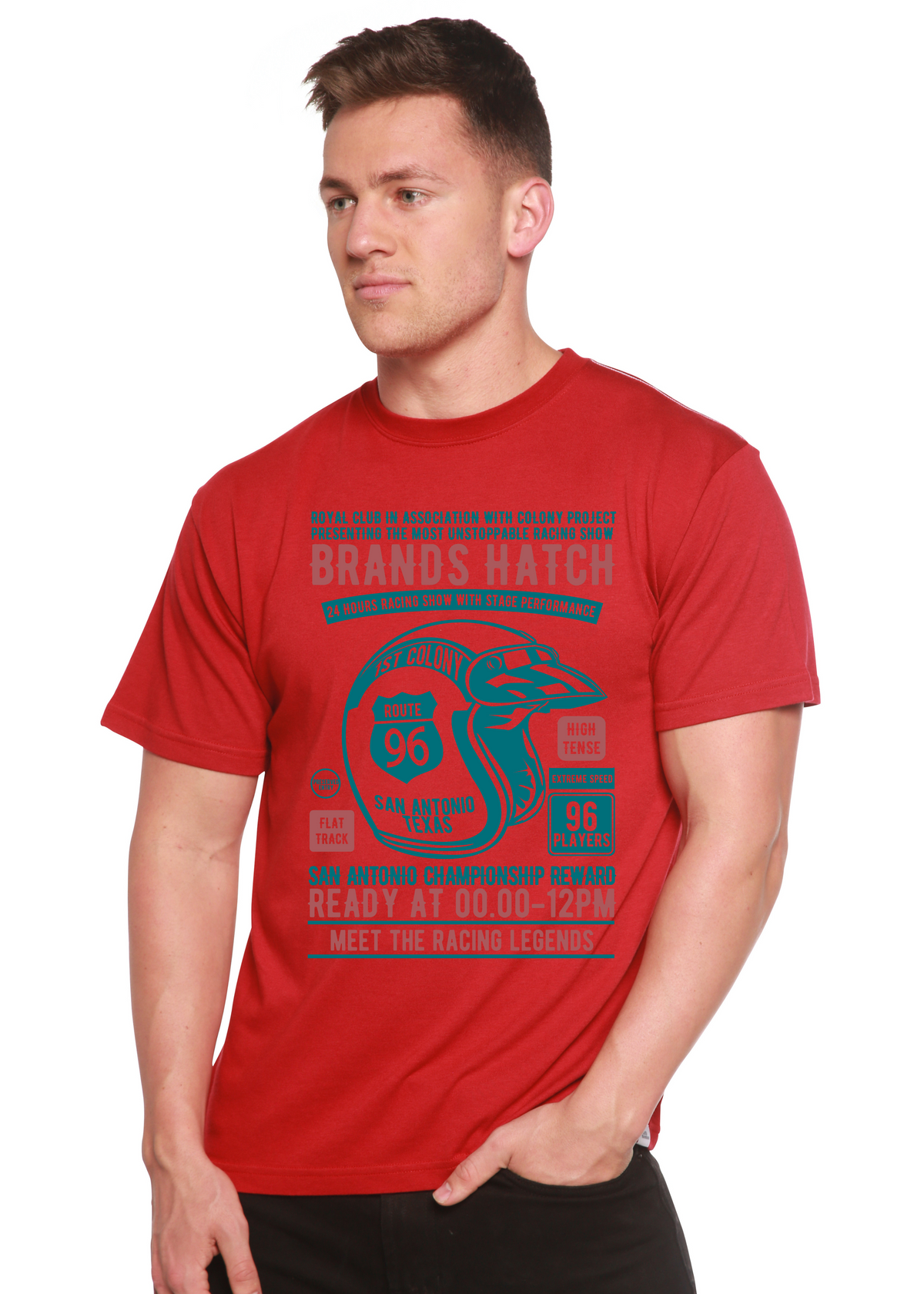 Brands Hatch Men's Bamboo Viscose/Organic Cotton Short Sleeve Graphic T-Shirt