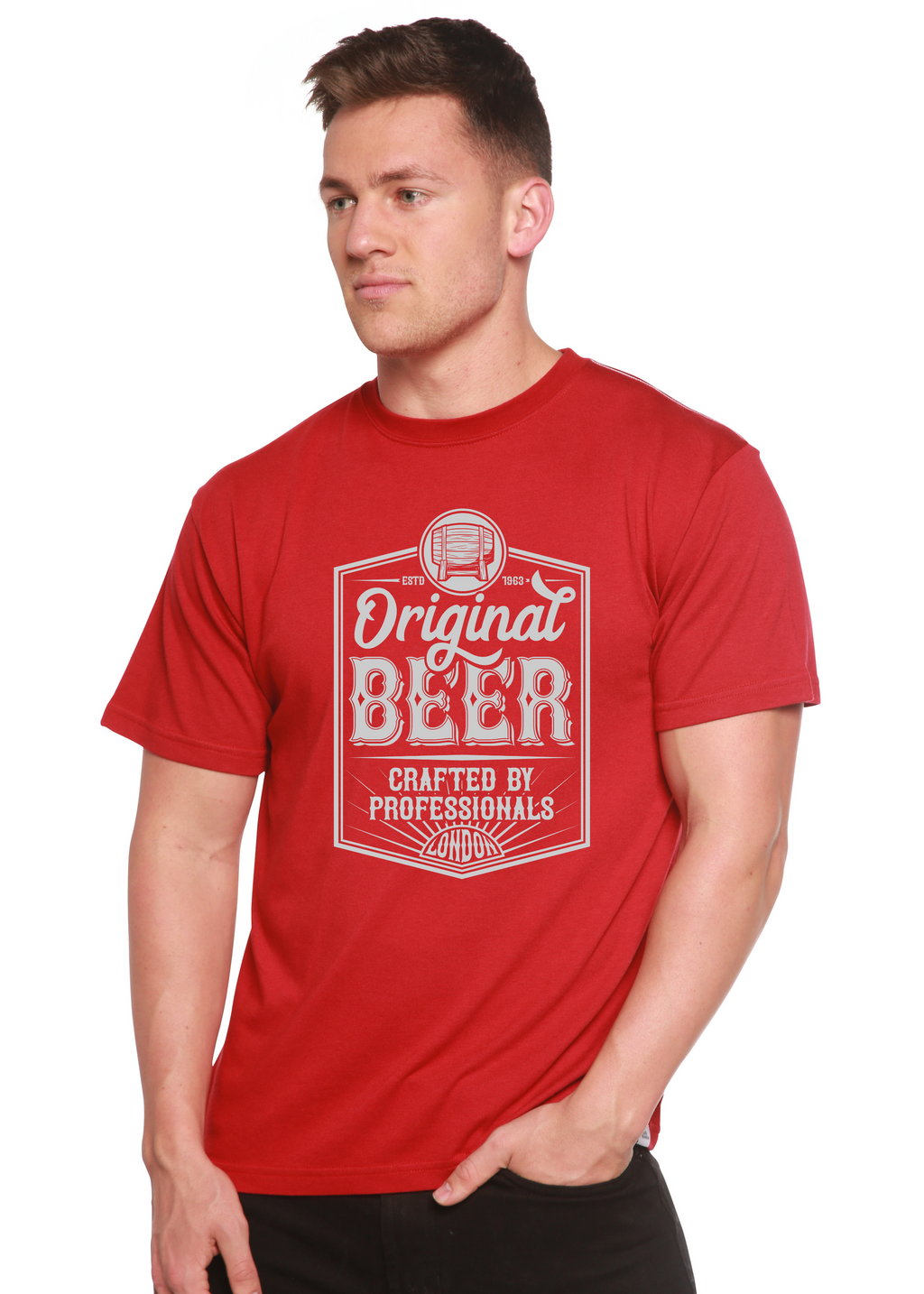 Original Beer Men's Bamboo Viscose/Organic Cotton Short Sleeve Graphic T-Shirt