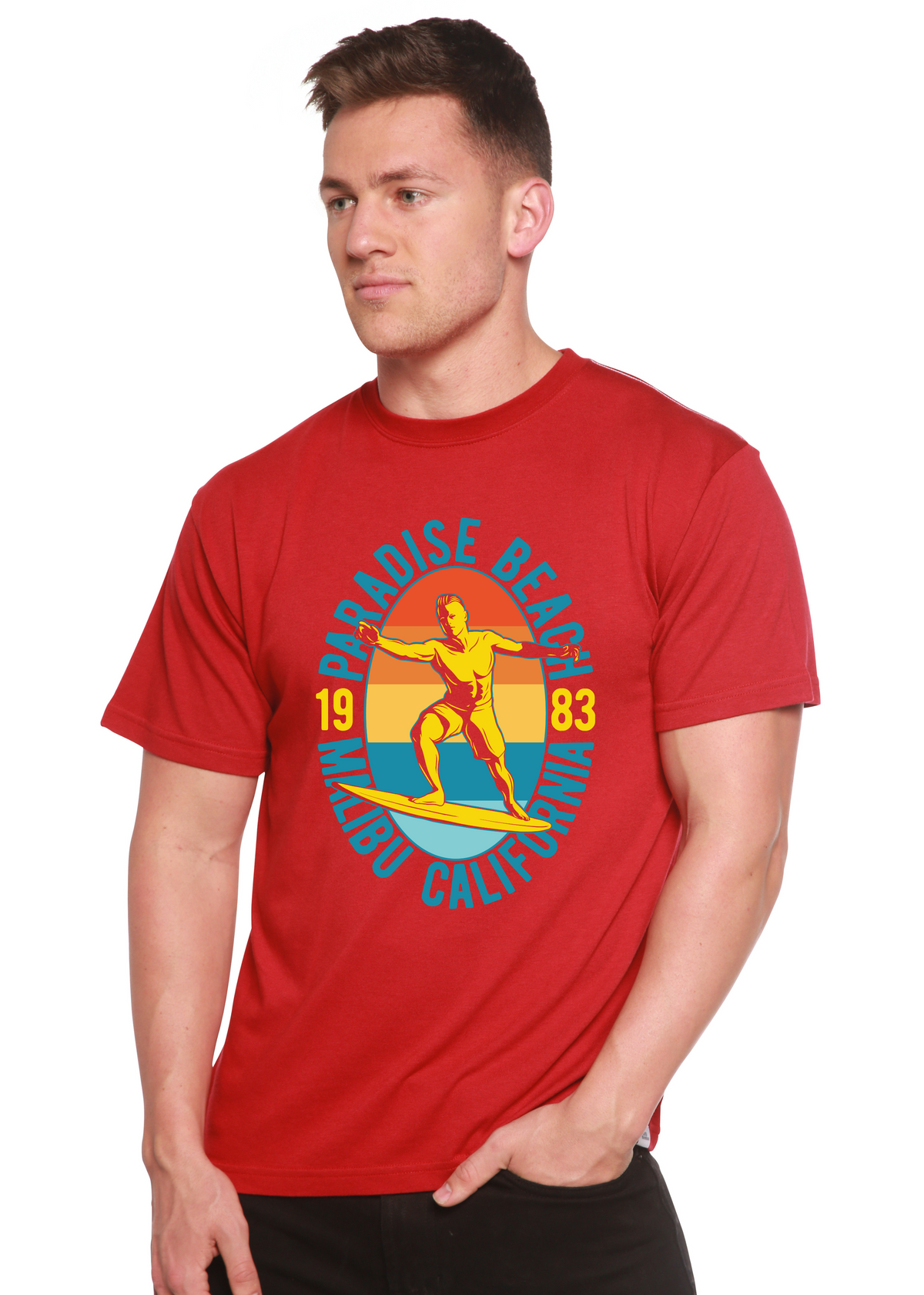 Paradise Beach 1983 Men's Bamboo Viscose/Organic Cotton Short Sleeve Graphic T-Shirt