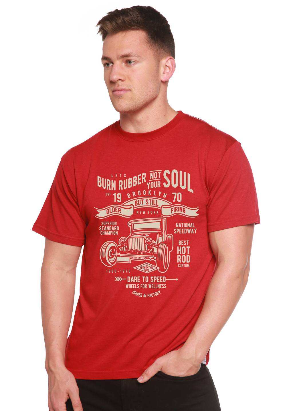 Burn Rubber Men's Bamboo Viscose/Organic Cotton Short Sleeve Graphic T-Shirt