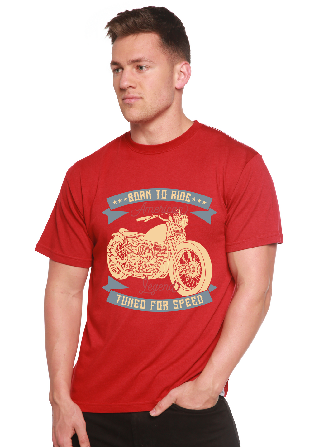Born To Ride American Legend Men's Bamboo Viscose/Organic Cotton Short Sleeve Graphic T-Shirt