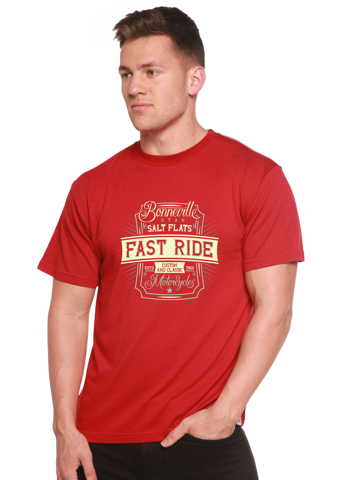 Fast Ride Men's Bamboo Viscose/Organic Cotton Short Sleeve Graphic T-Shirt