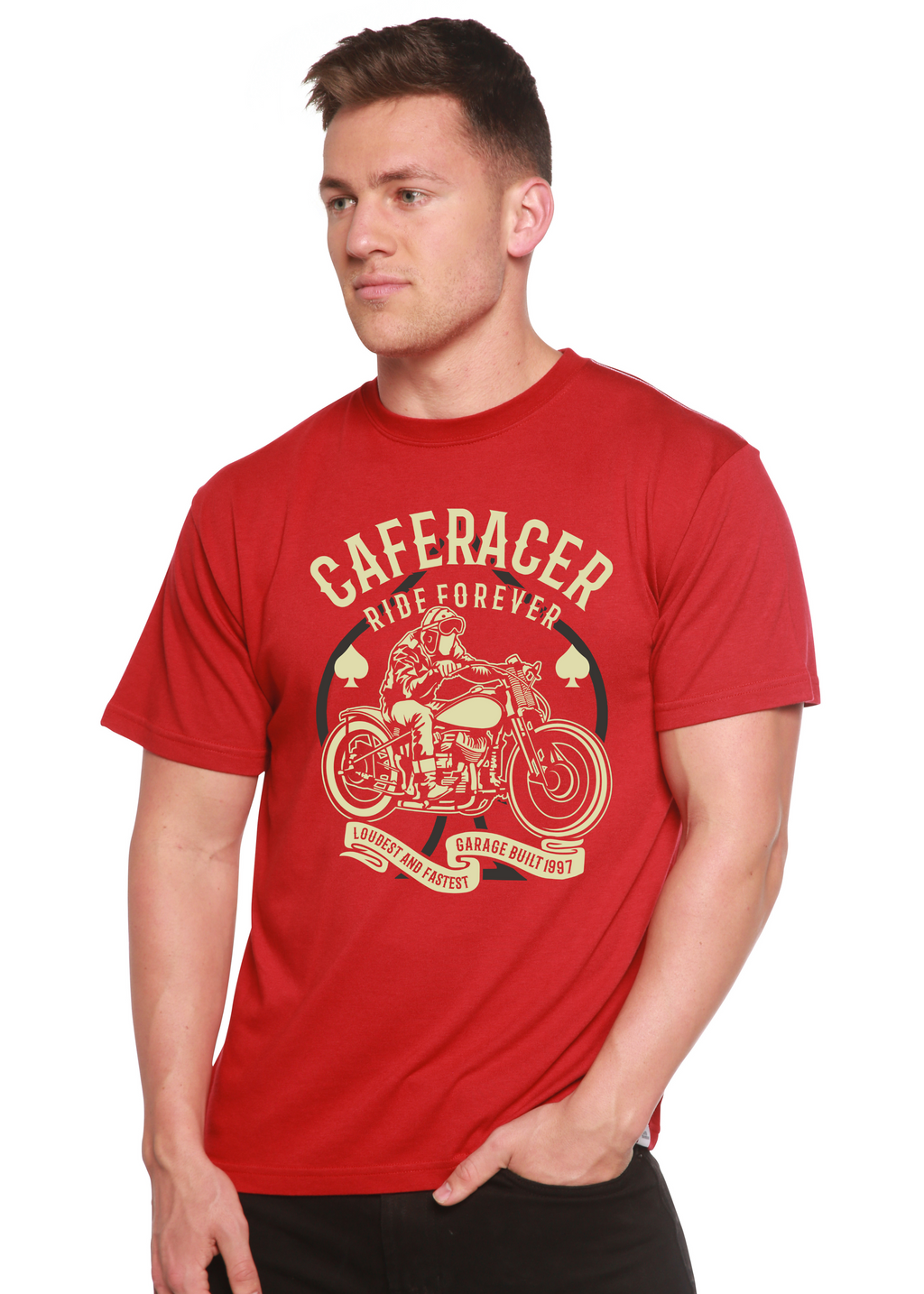 Caferacer Ride Forever Men's Bamboo Viscose/Organic Cotton Short Sleeve Graphic T-Shirt