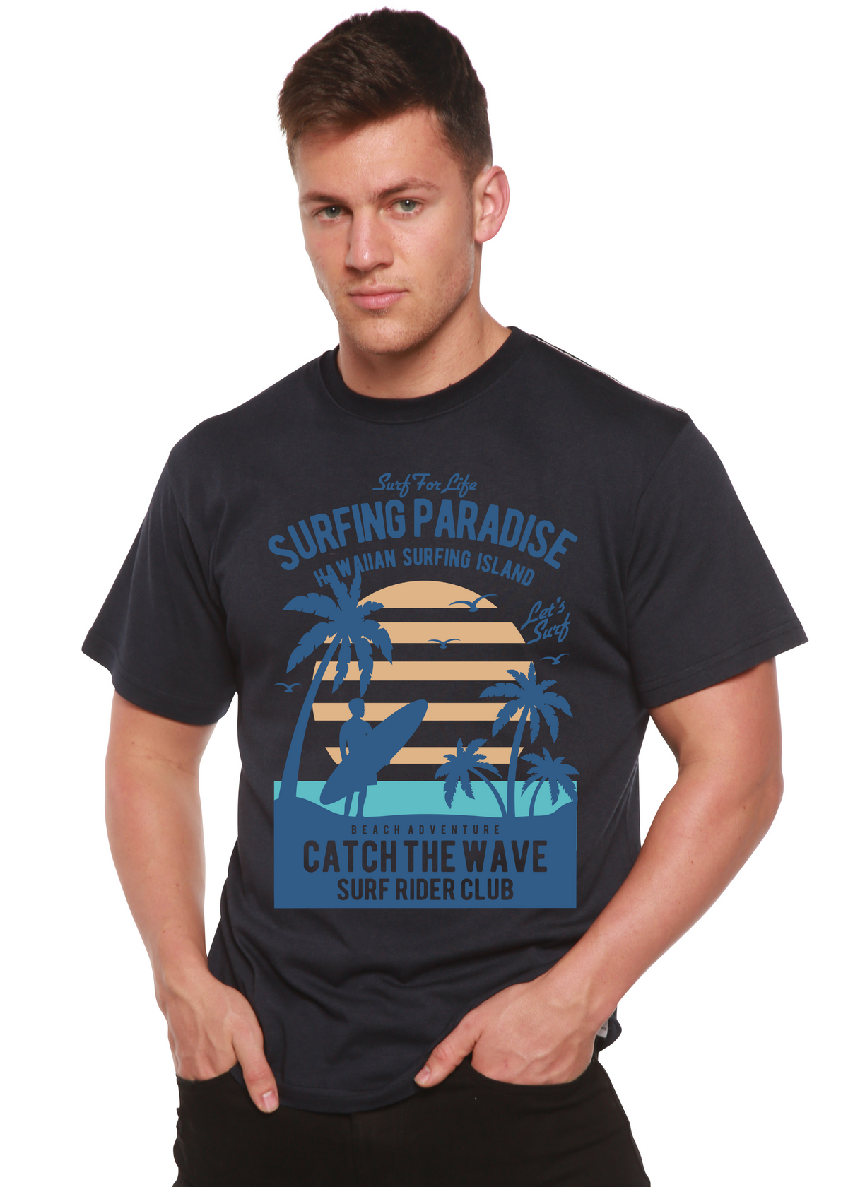 Surfing Paradis Spun Bamboo® Men's Bamboo Viscose/Organic Cotton Short Sleeve Graphic T-Shirt