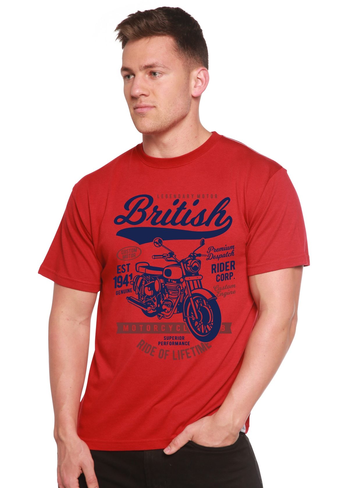 British Motorcycle Men's Bamboo Viscose/Organic Cotton Short Sleeve Graphic T-Shirt