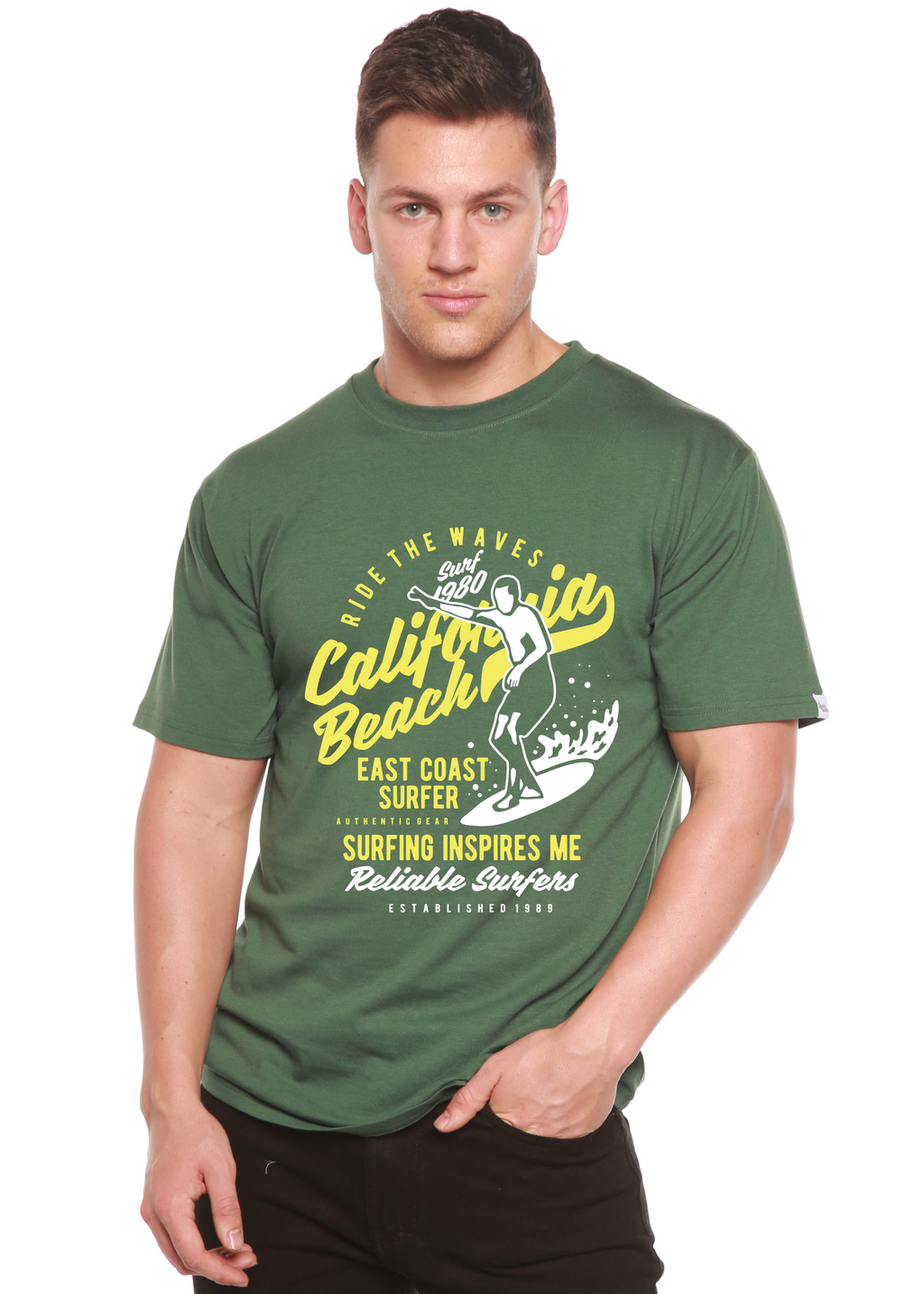 Ride The Waves Spun Bamboo® Men's Bamboo Viscose/Organic Cotton Short Sleeve Graphic T-Shirt