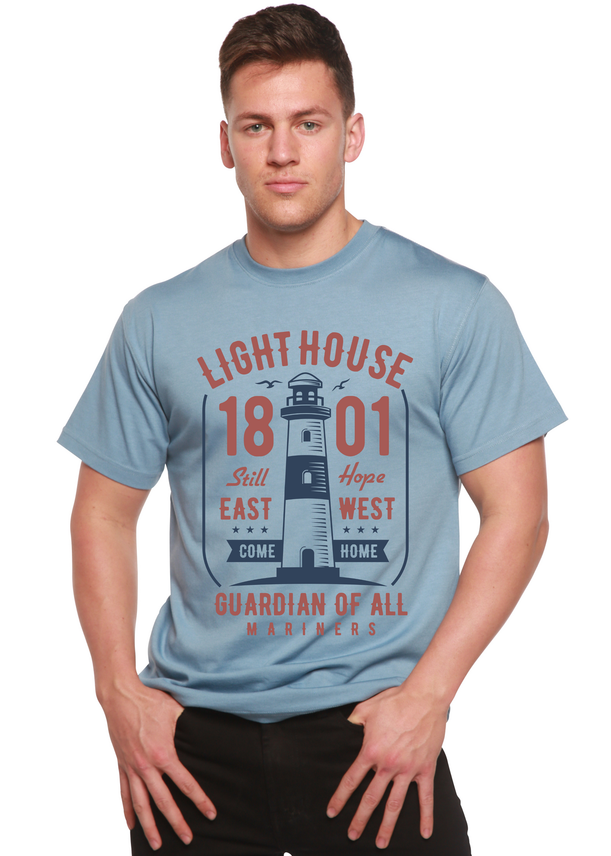 Light House Men's Bamboo Viscose/Organic Cotton Short Sleeve Graphic T-Shirt