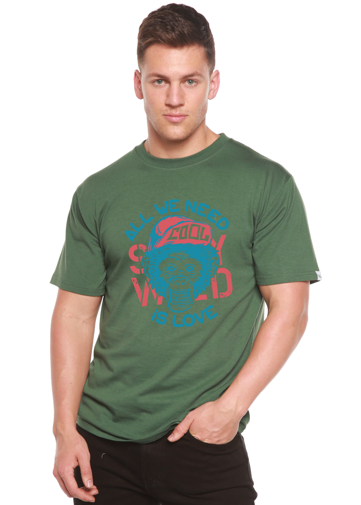All We Need is Love Men's Bamboo Viscose/Organic Cotton Short Sleeve Graphic T-Shirt