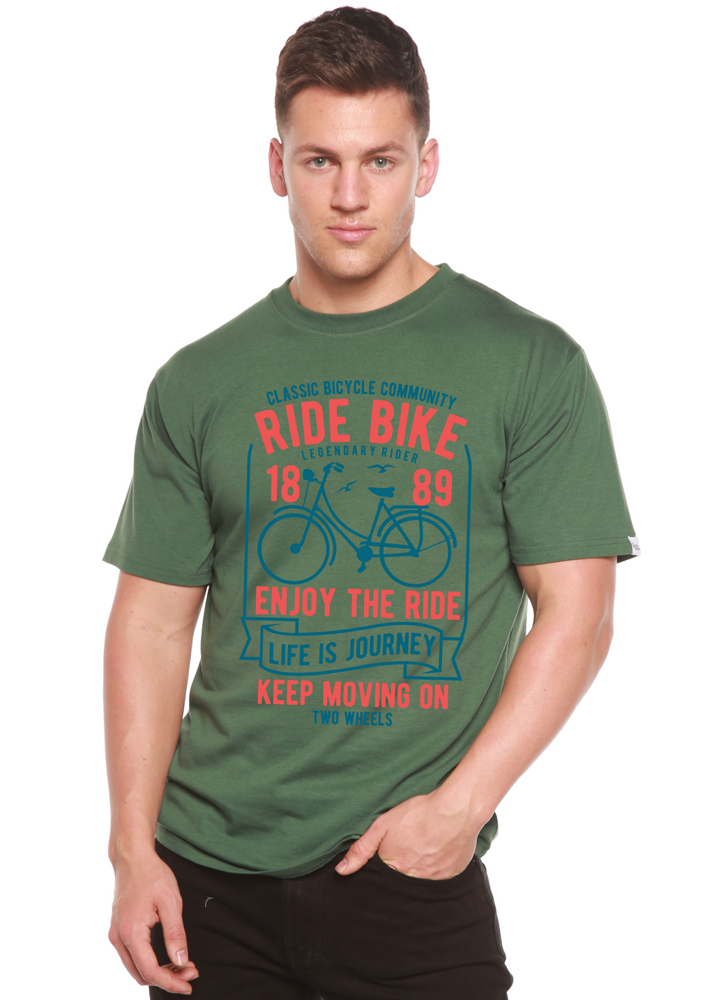 Ride Bike Spun Bamboo® Men's Bamboo Viscose/Organic Cotton Short Sleeve Graphic T-Shirt