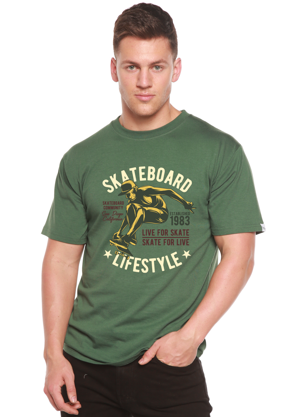 Skateboard Lifestyle Men's Bamboo Viscose/Organic Cotton Short Sleeve Graphic T-Shirt