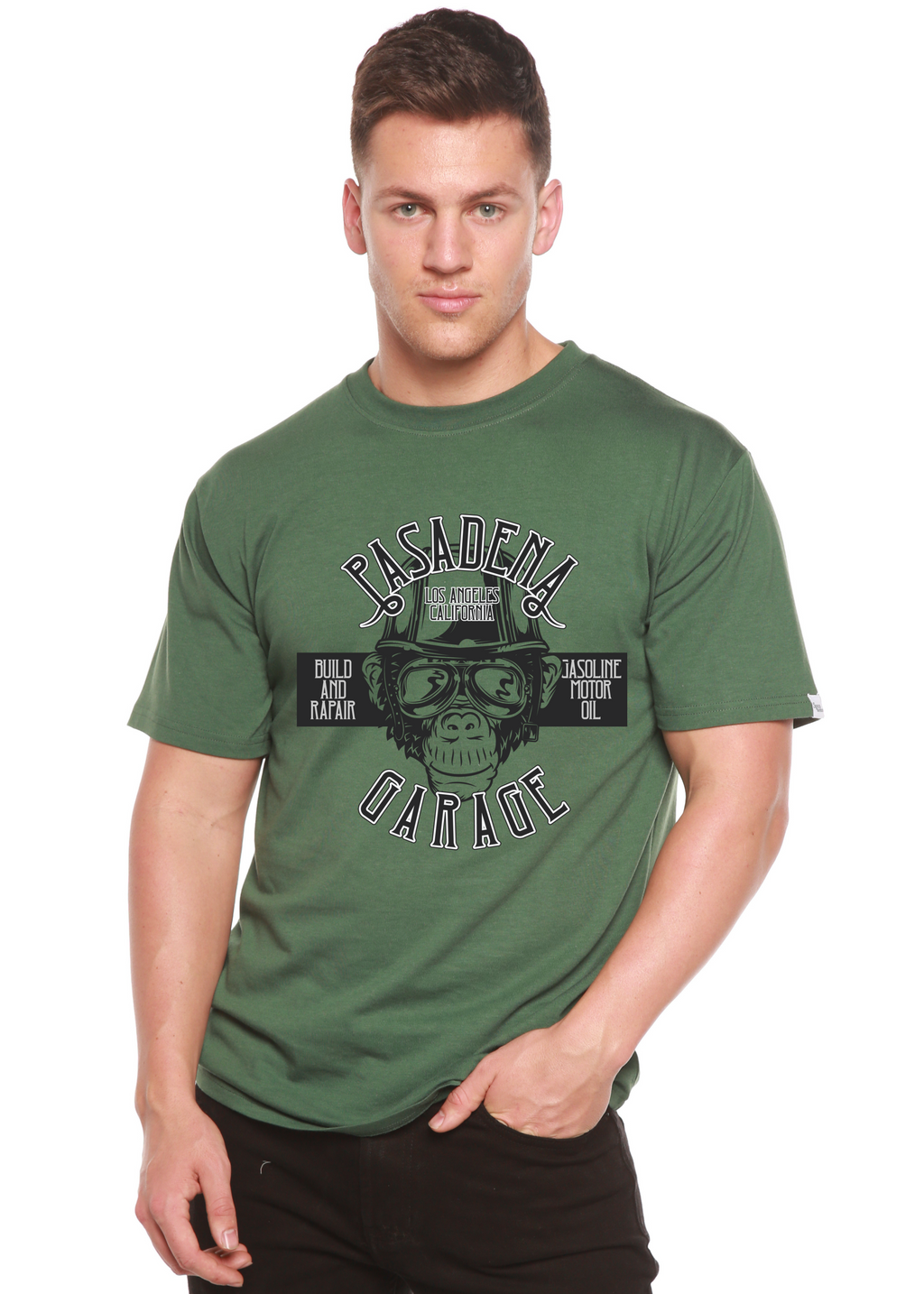 Pasadena Garage Men's Bamboo Viscose/Organic Cotton Short Sleeve Graphic T-Shirt