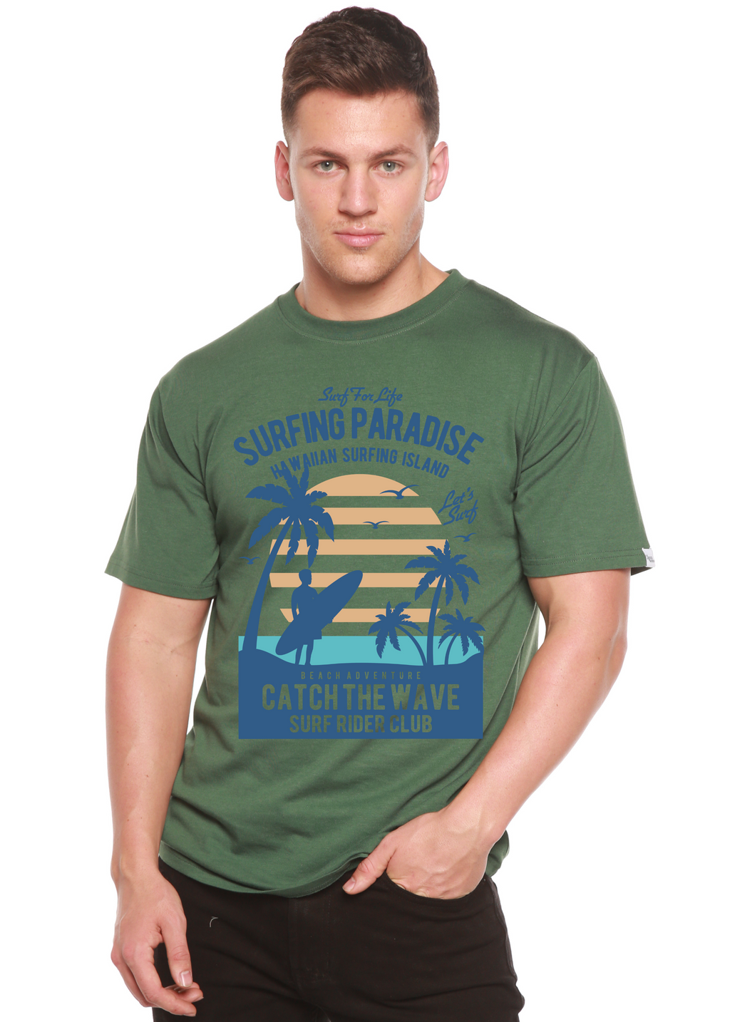 Surfing Paradis Spun Bamboo® Men's Bamboo Viscose/Organic Cotton Short Sleeve Graphic T-Shirt