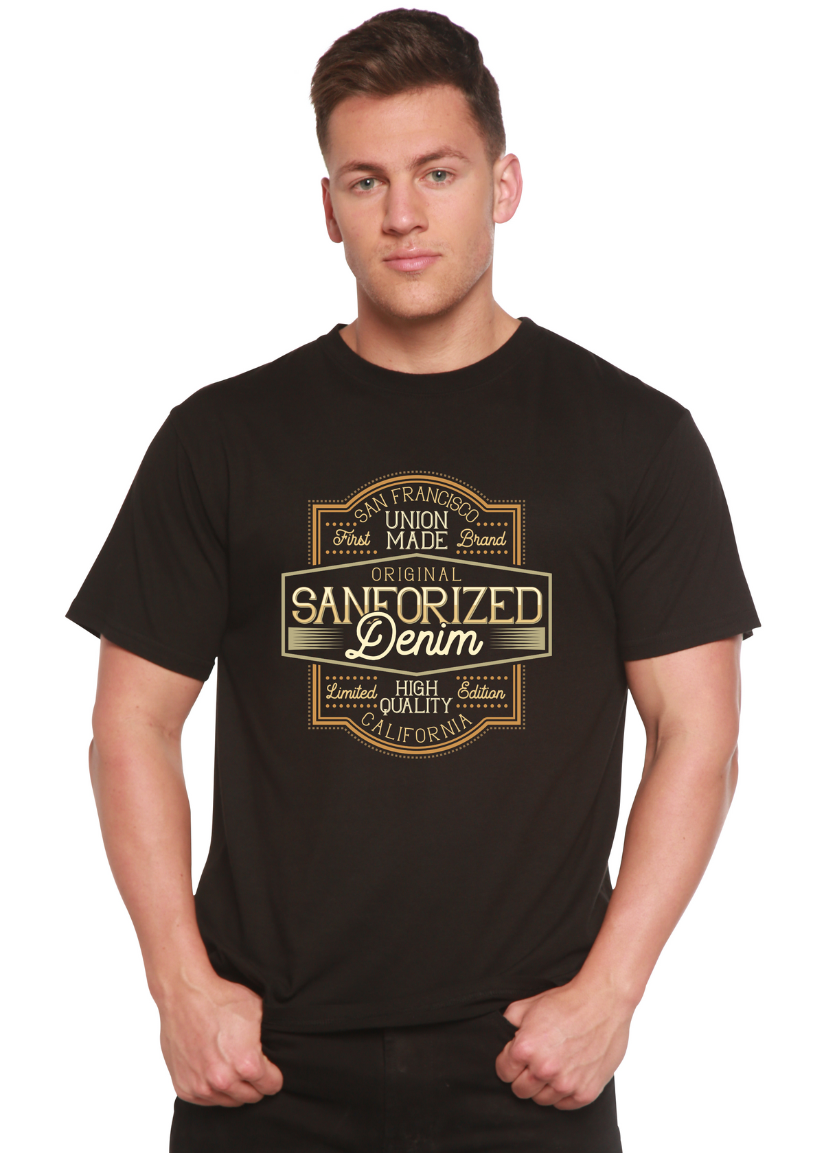 Original Sanforized Denim Men's Bamboo Viscose/Organic Cotton Short Sleeve Graphic T-Shirt