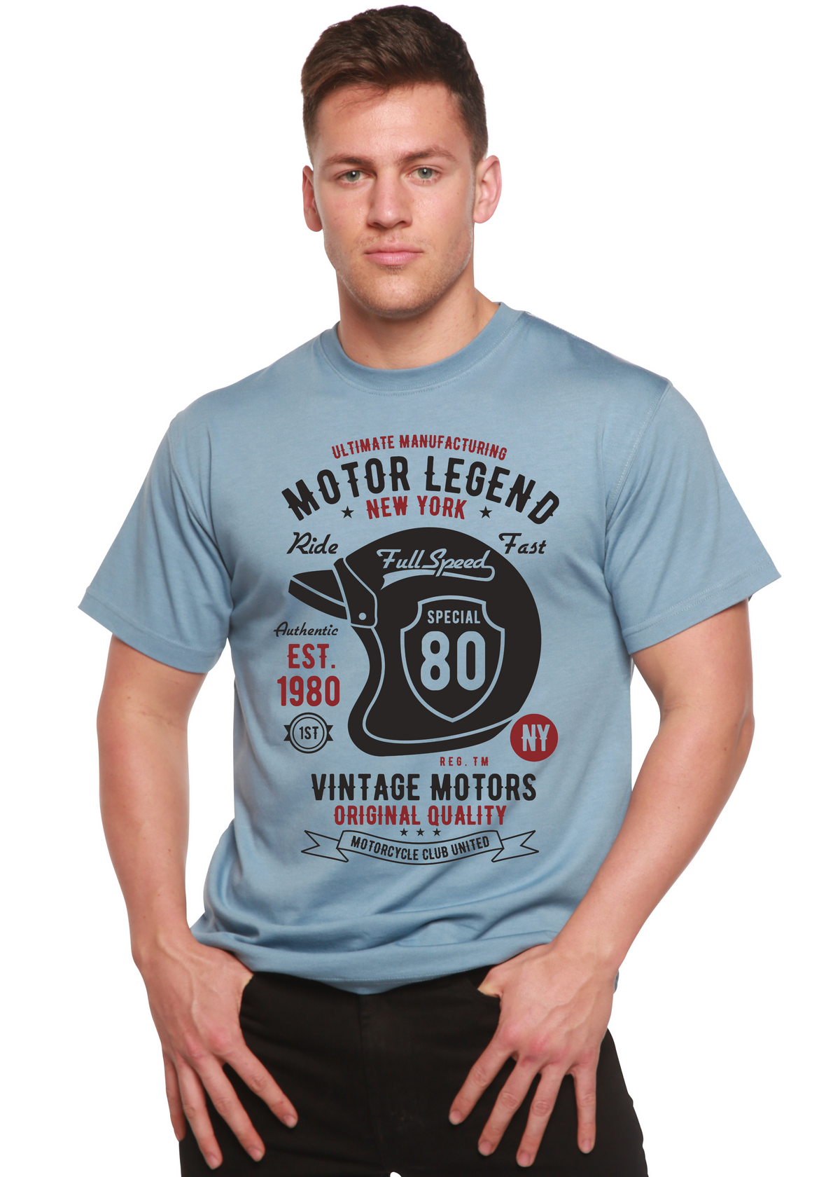 Motor Legend Helmet Men's Bamboo Viscose/Organic Cotton Short Sleeve Graphic T-Shirt