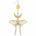 Celestial Luna Moth Oversized Gold Earrings
