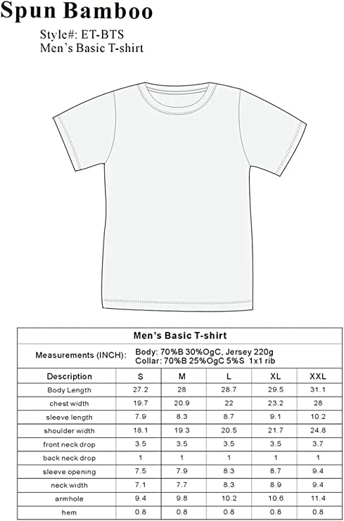 Clearance Men's Bamboo Short Sleeve Contrast Stitch T-Shirt