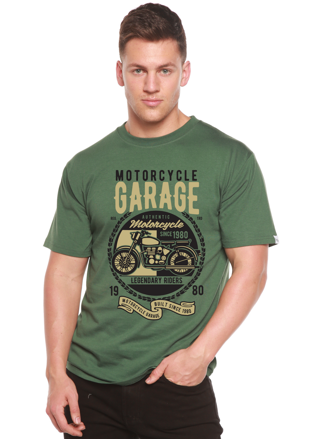 Motorcycle Garage Men's Bamboo Viscose/Organic Cotton Short Sleeve Graphic T-Shirt