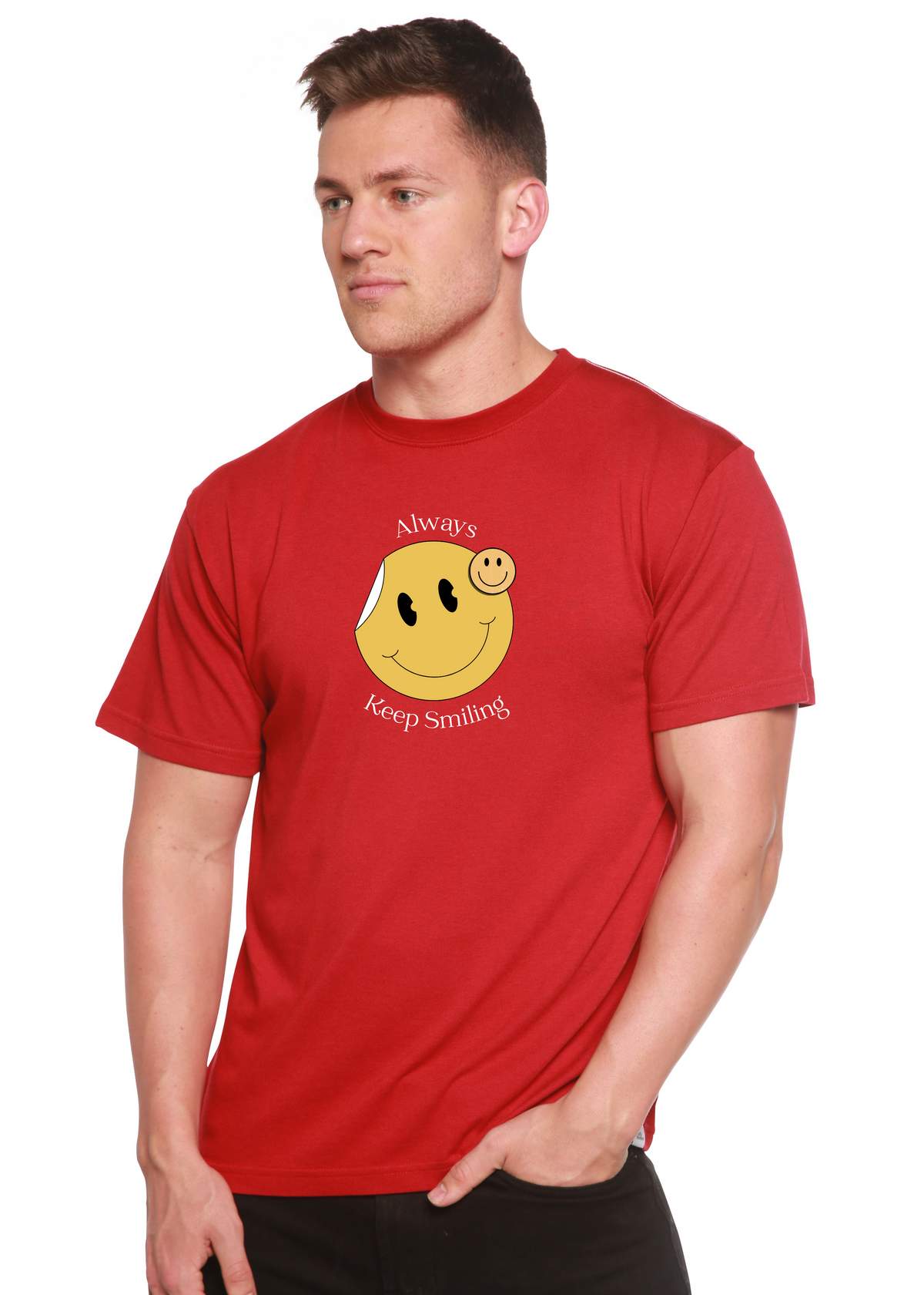 Always Keep Smiling Men's Bamboo Viscose/Organic Cotton Short Sleeve Graphic T-Shirt