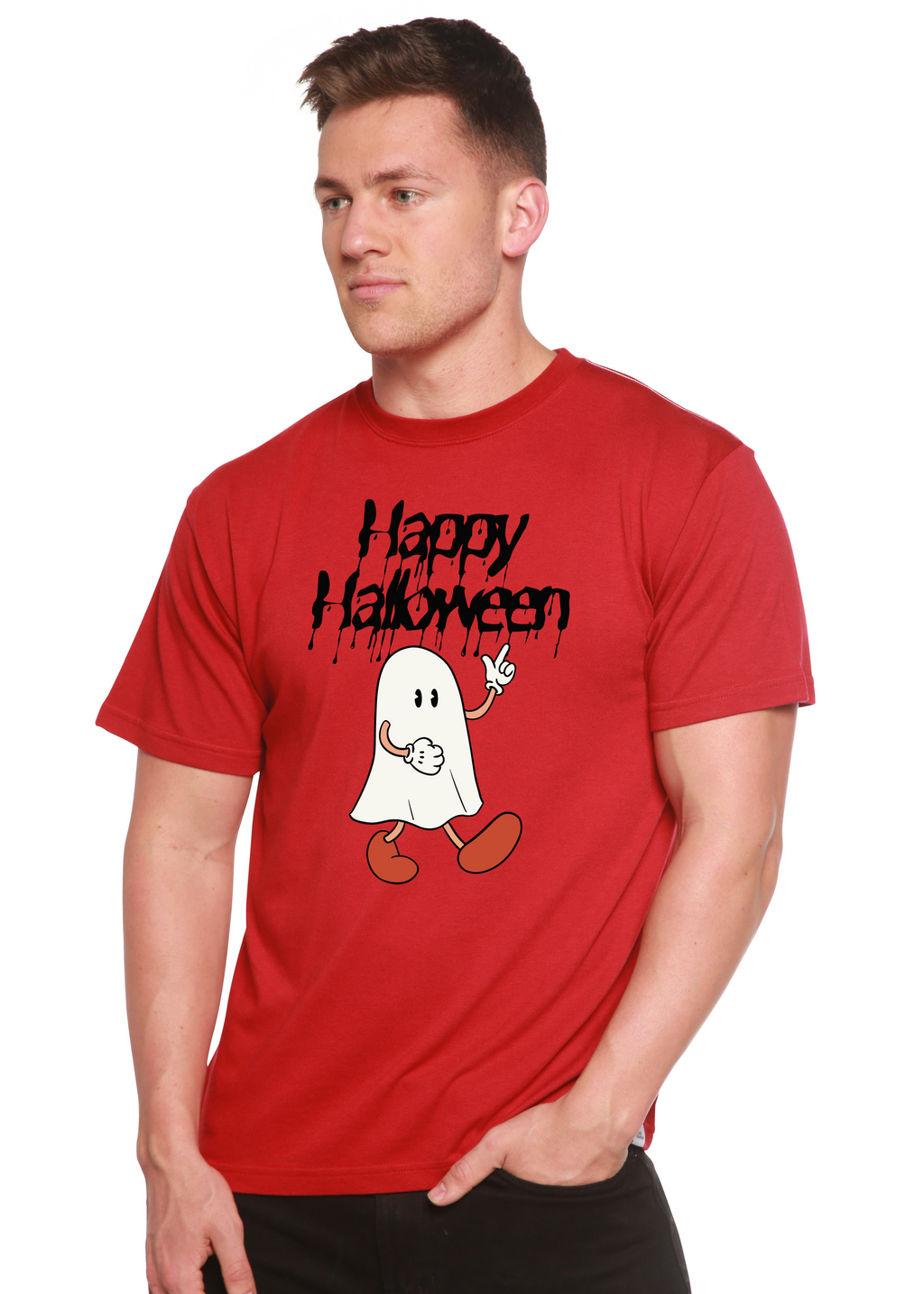 Happy Halloween Men's Bamboo Viscose/Organic Cotton Short Sleeve Graphic T-Shirt