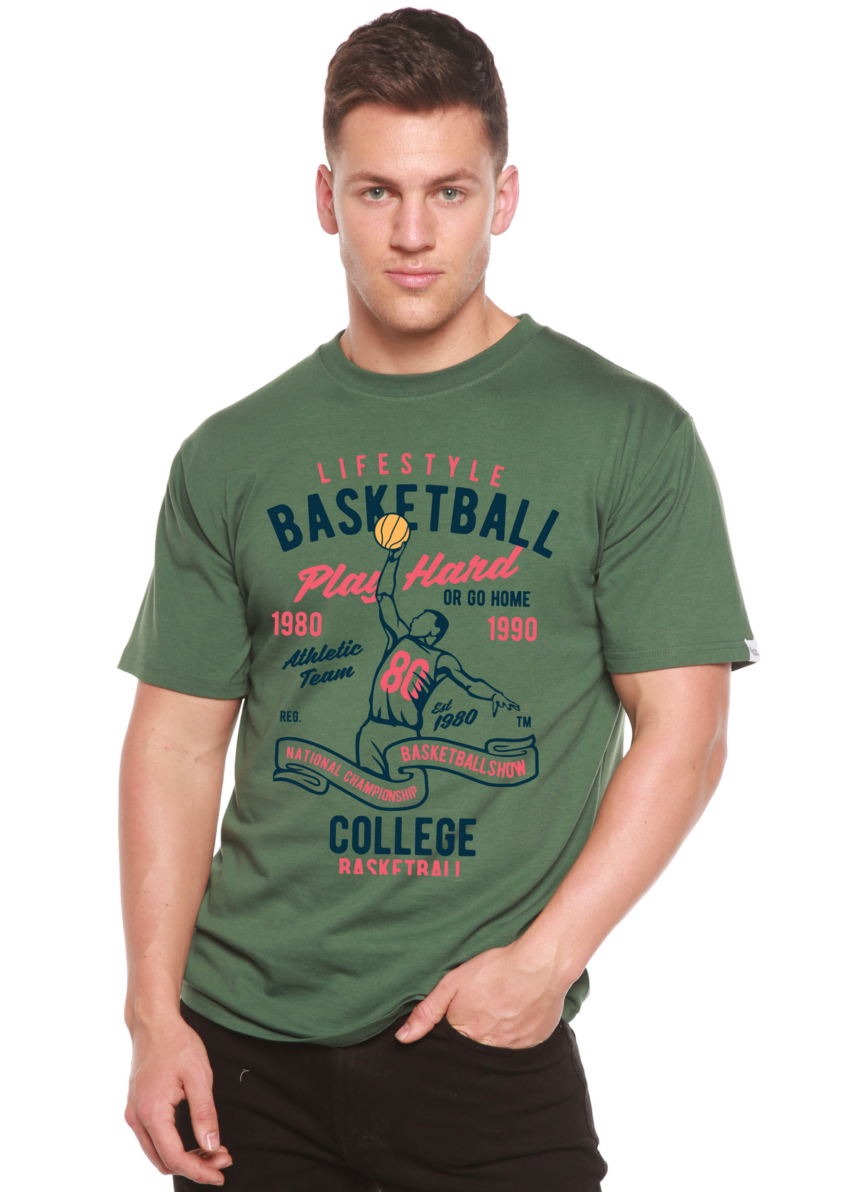 Life Style Basketball Men's Bamboo Viscose/Organic Cotton Short Sleeve Graphic T-Shirt