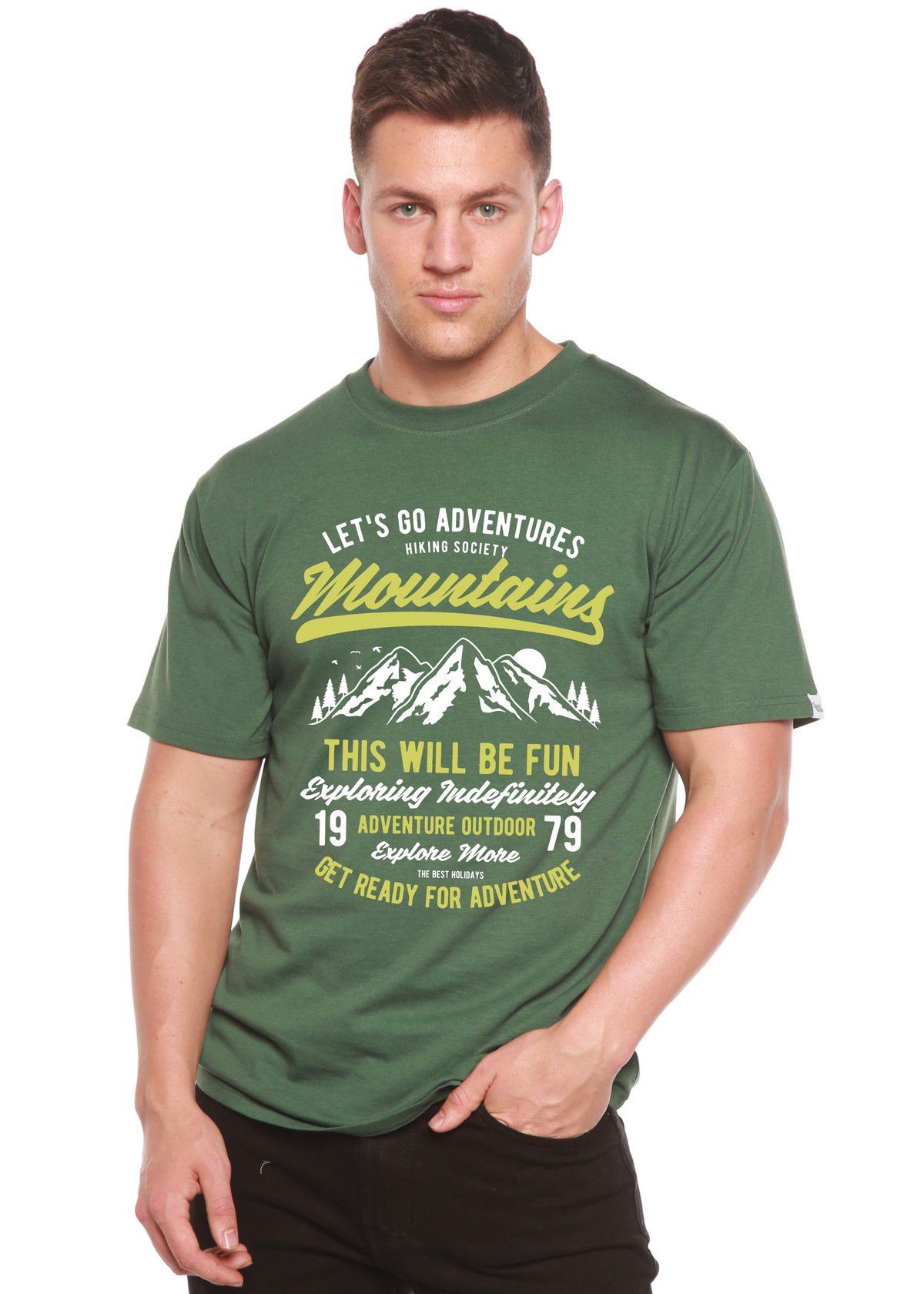 Let's Go Adventure Men's Bamboo Viscose/Organic Cotton Short Sleeve Graphic T-Shirt