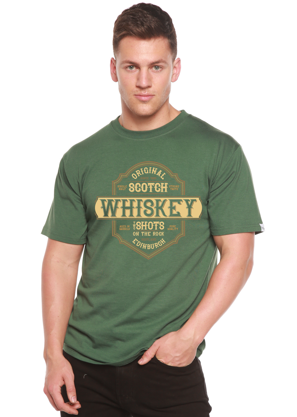 Whiskey Men's Bamboo Viscose/Organic Cotton Short Sleeve Graphic T-Shirt