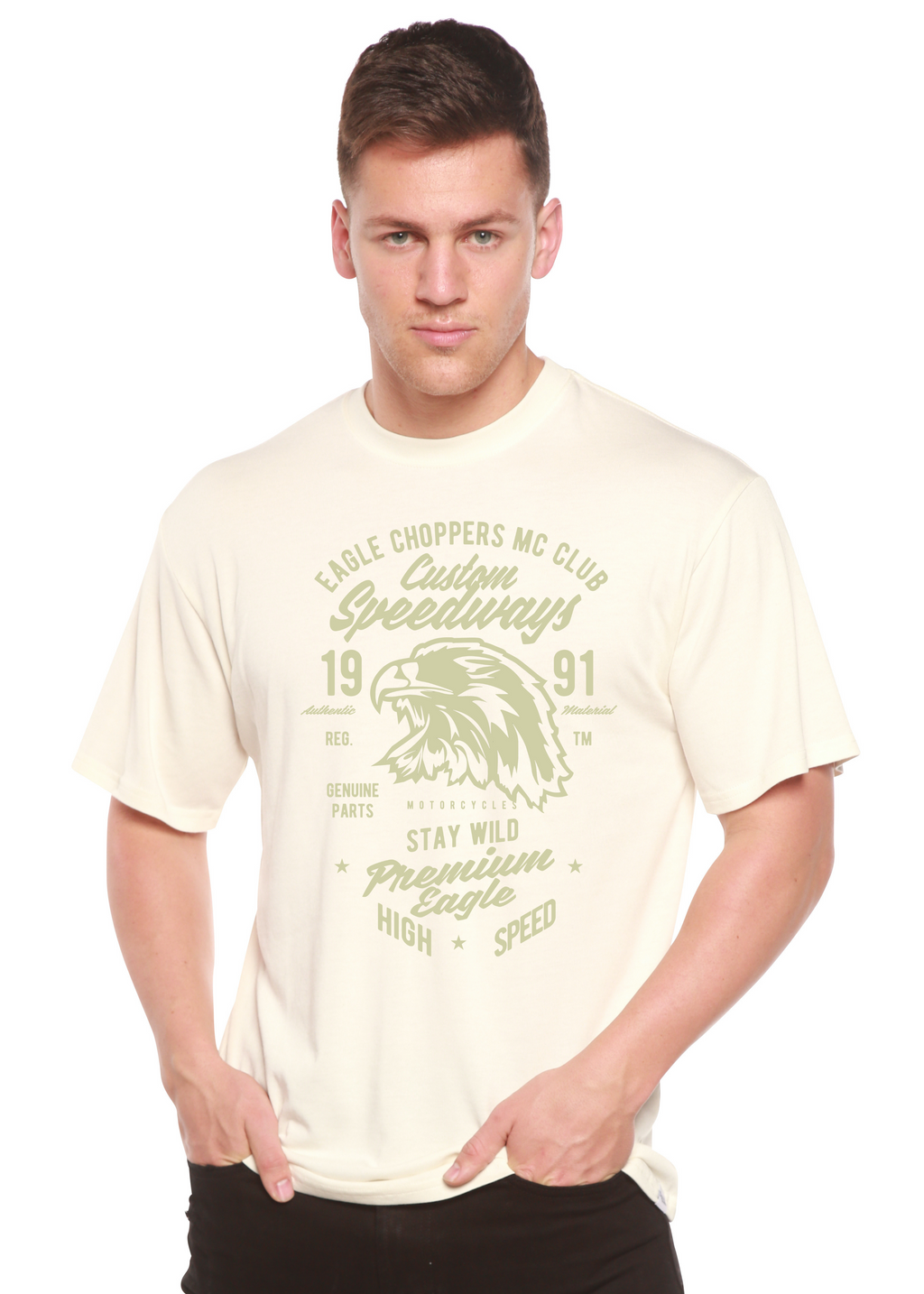 Custom Speedways Premium Eagle Men's Bamboo Viscose/Organic Cotton Short Sleeve Graphic T-Shirt