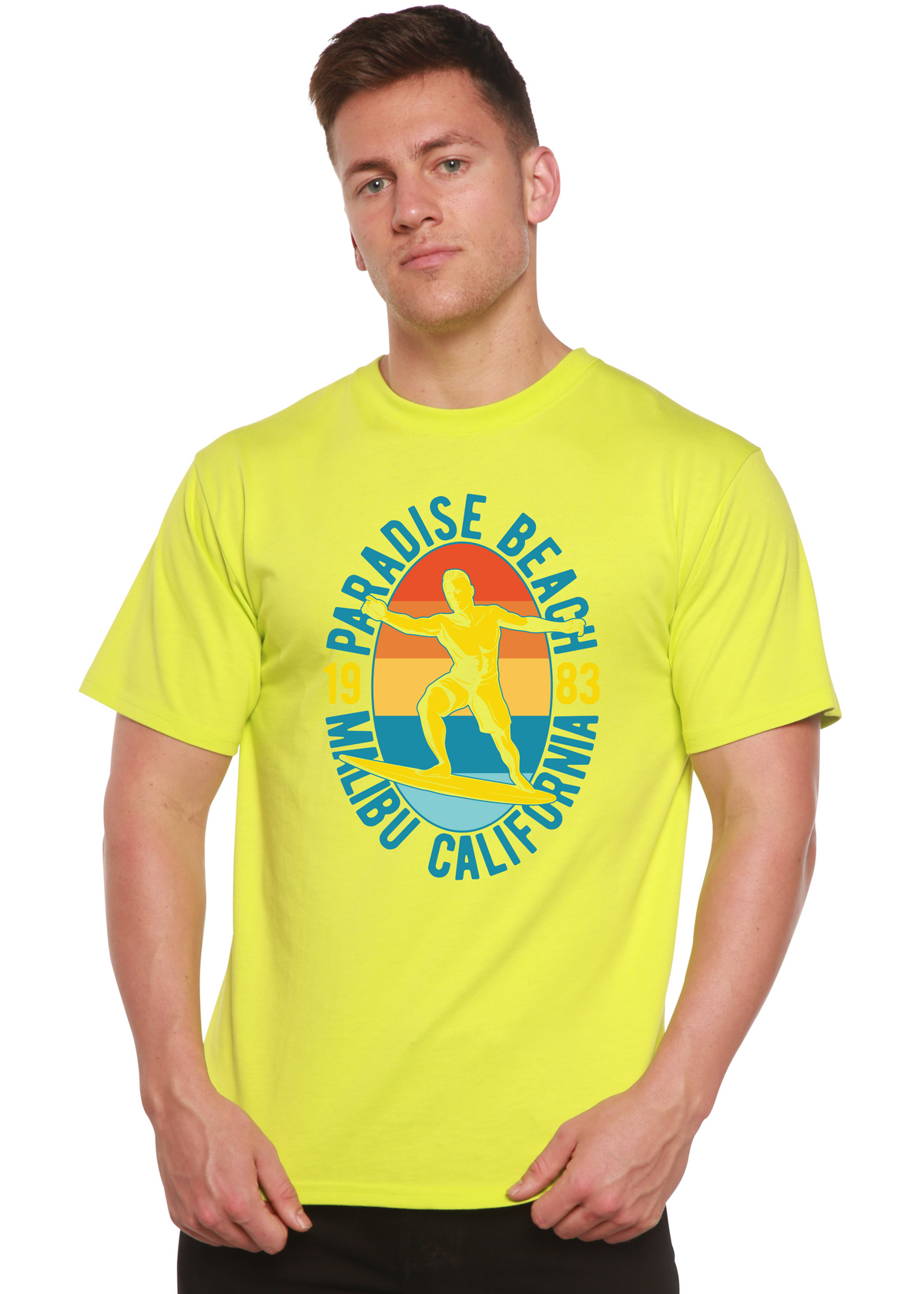 Paradise Beach 1983 Men's Bamboo Viscose/Organic Cotton Short Sleeve Graphic T-Shirt