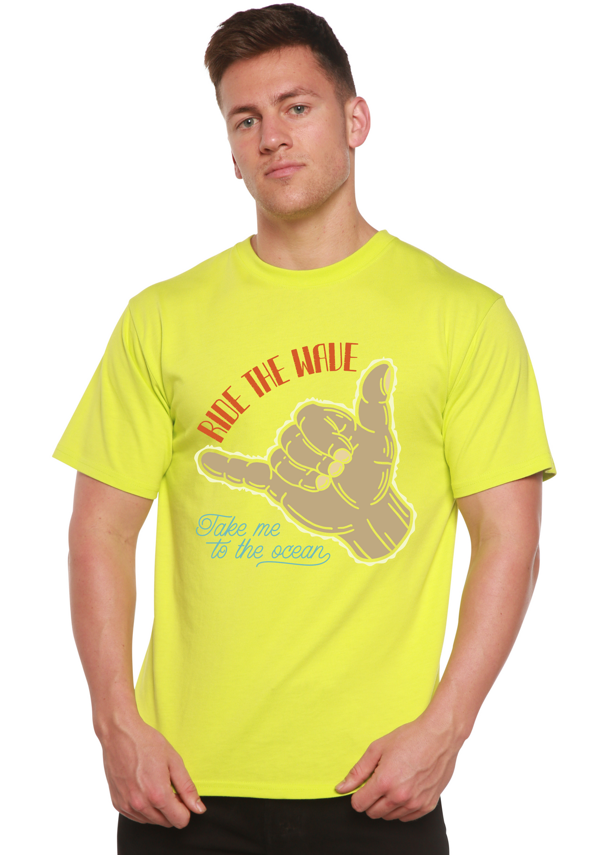 Ride The Wave Men's Bamboo Viscose/Organic Cotton Short Sleeve Graphic T-Shirt