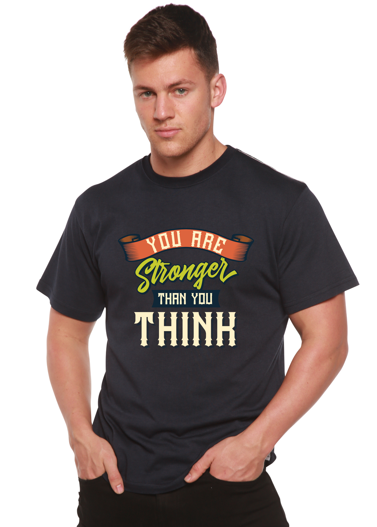 You Are Stronger Than You Think Men's Bamboo Viscose/Organic Cotton Short Sleeve Graphic T-Shirt