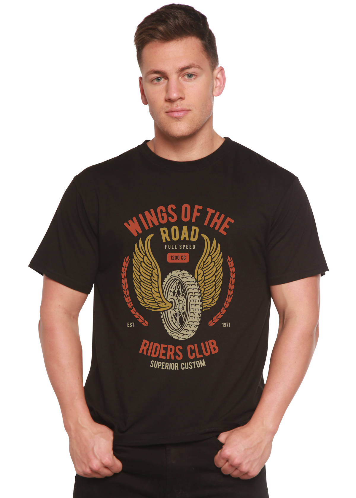 Wings Of The Road Spun Bamboo® Men's Bamboo Viscose/Organic Cotton Short Sleeve Graphic T-Shirt