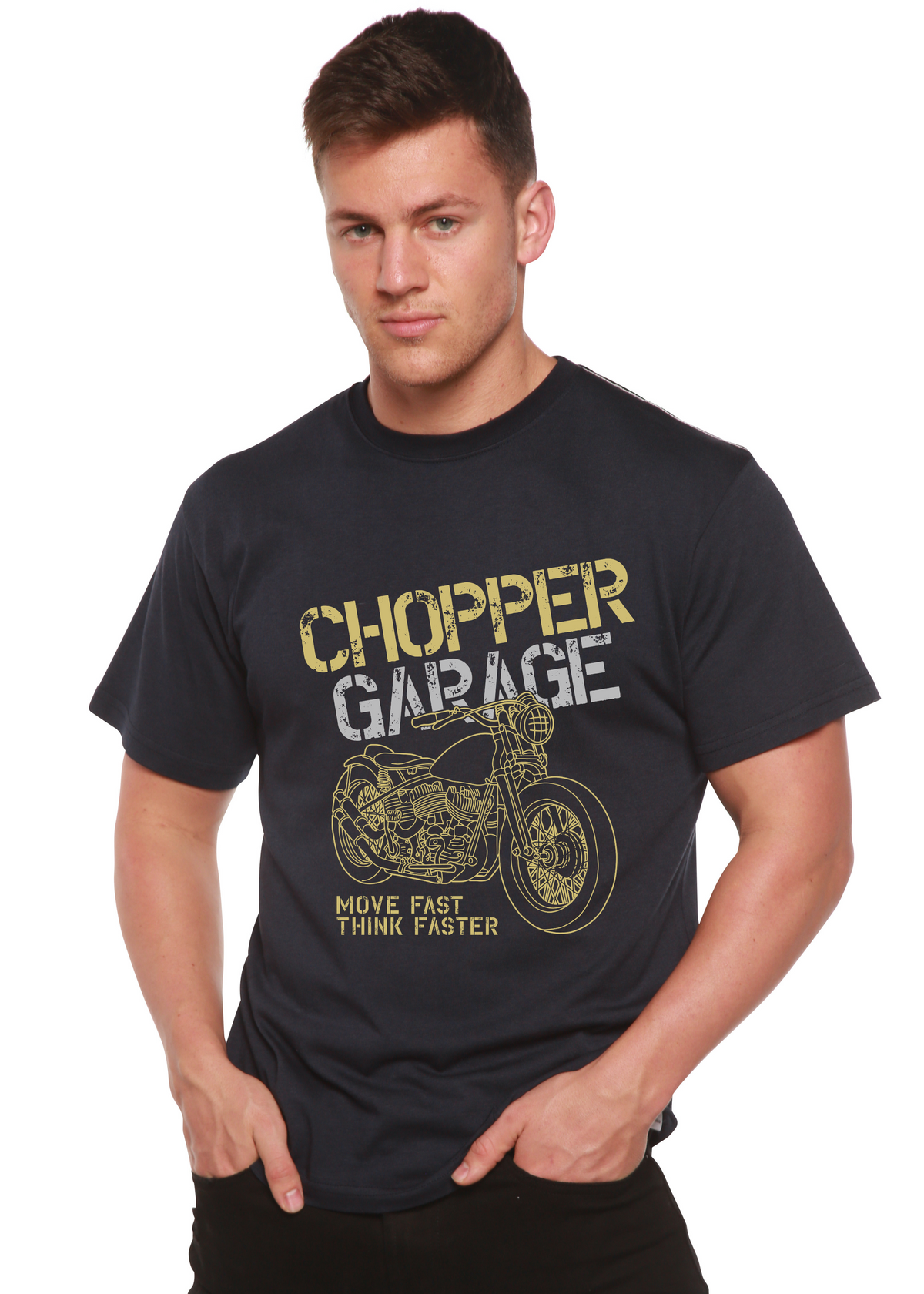 Chopper Garage Men's Bamboo Viscose/Organic Cotton Short Sleeve Graphic T-Shirt